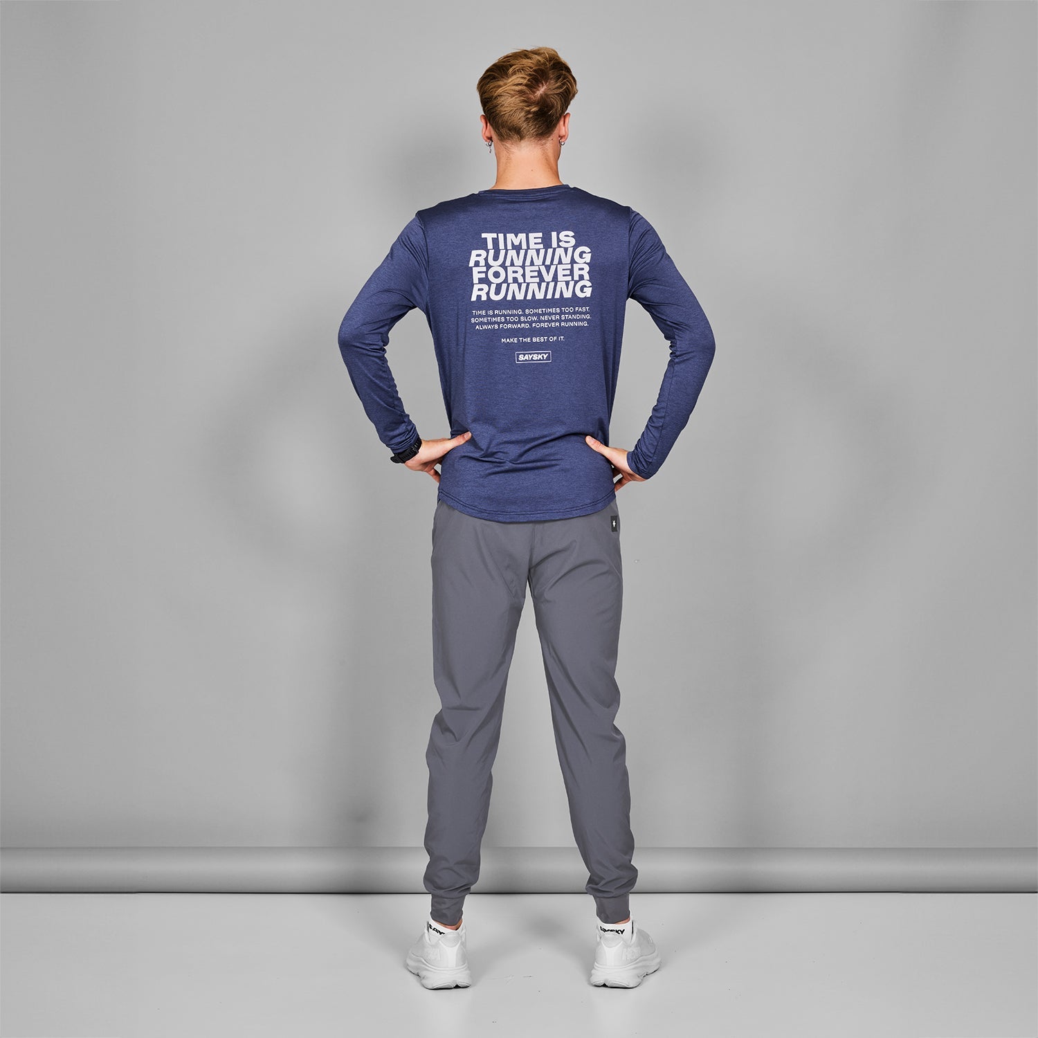 ランニングTシャツ（ロングスリーブ） MMRLS03c2007 Statement Pace Long Sleeve - Blue Melange [メンズ]