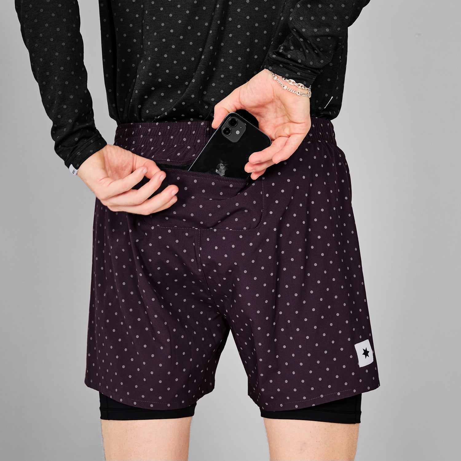 ランニングショーツ MMRSH01c1022 Reflective Polka Pace 2-in-1 Shorts 5inch - Purple [メンズ]