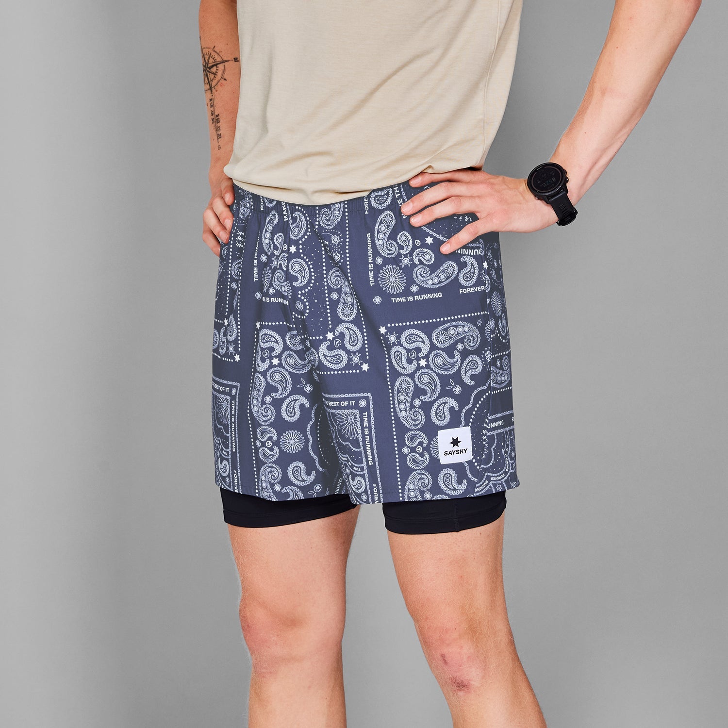 ランニングショーツ MMRSH03c1020 Paisley Pace 2-in-1 Shorts 5inch - Blue Paisley Aop  [メンズ]