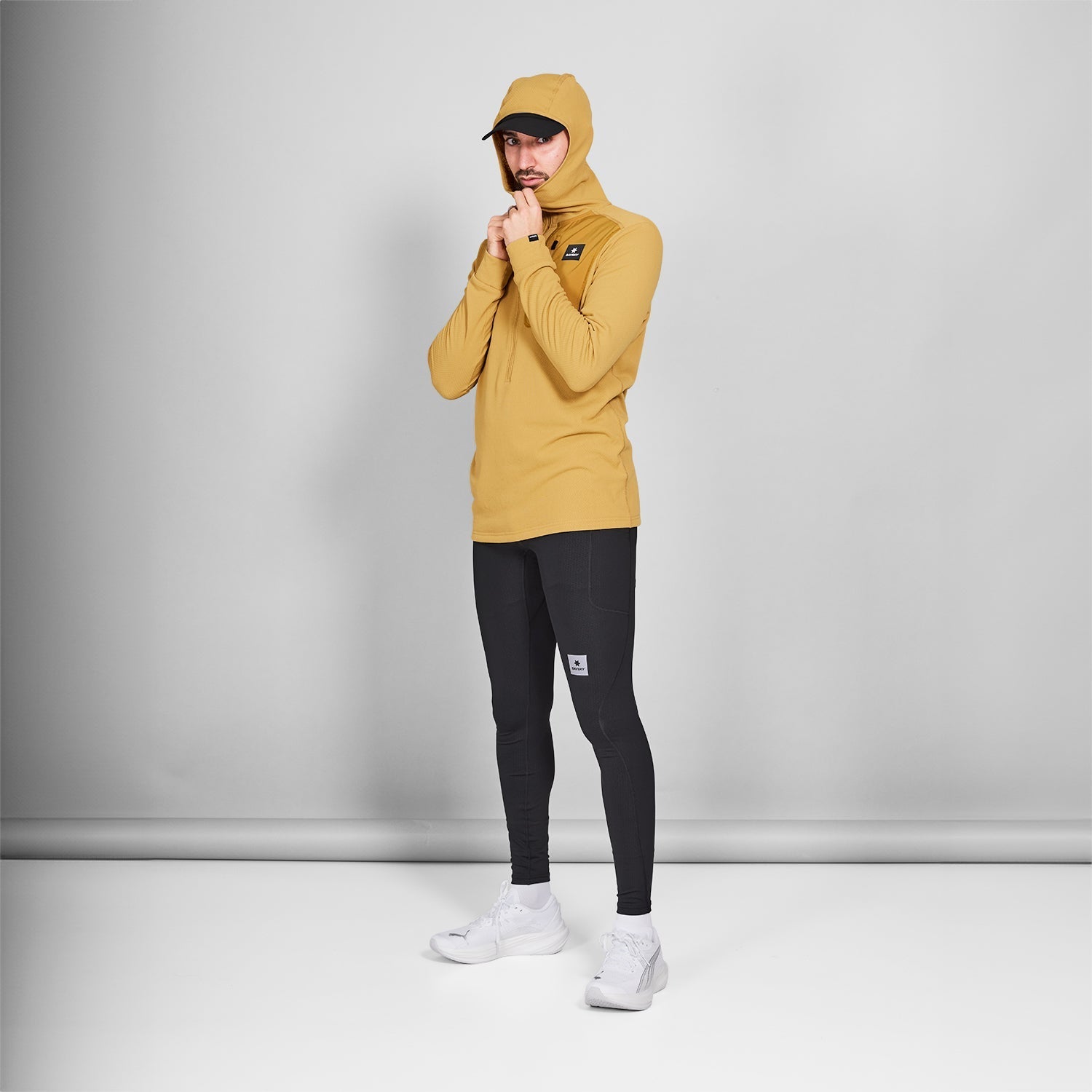 フリースフーディー NMRHO30c414 Combat Half Zip Fleece Hoodie - Yellow [メンズ]