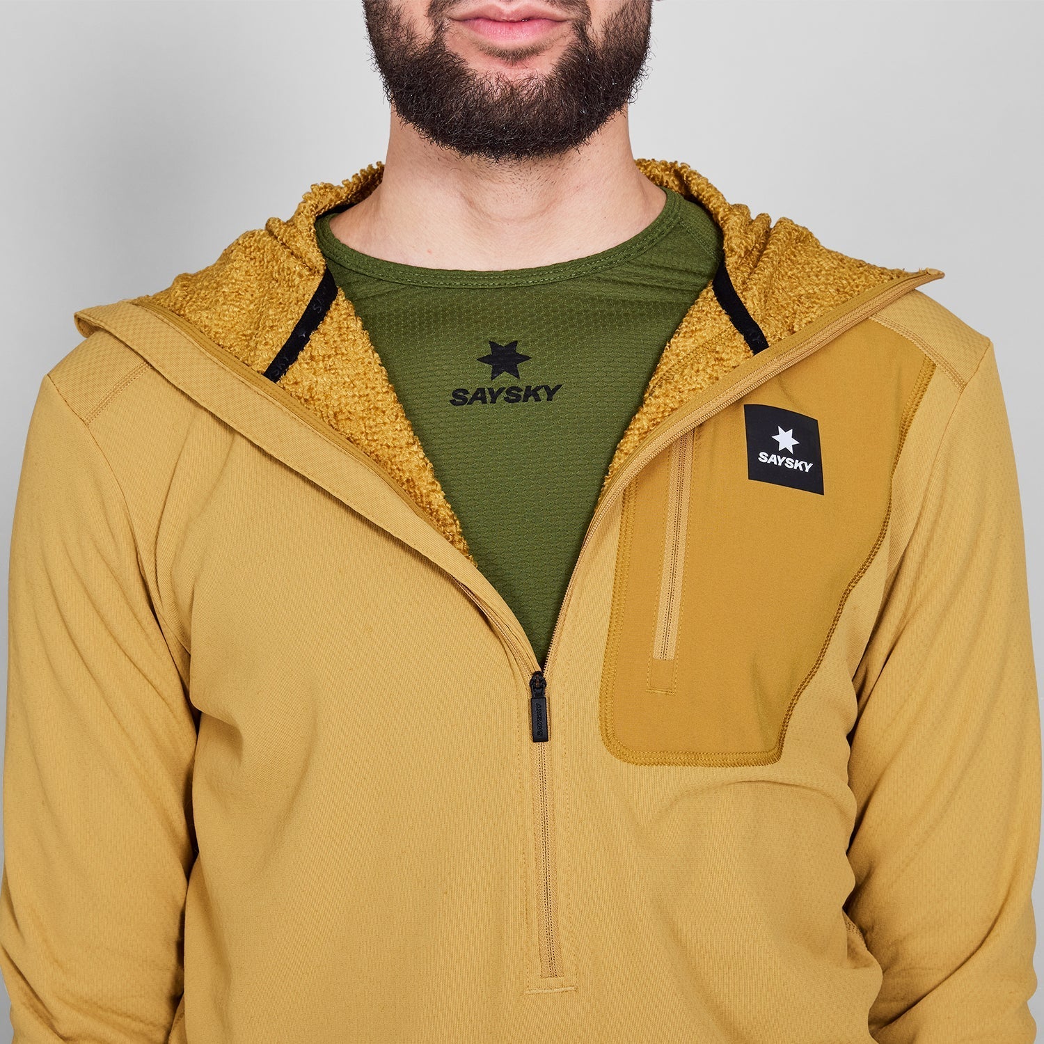 フリースフーディー NMRHO30c414 Combat Half Zip Fleece Hoodie - Yellow [メンズ]