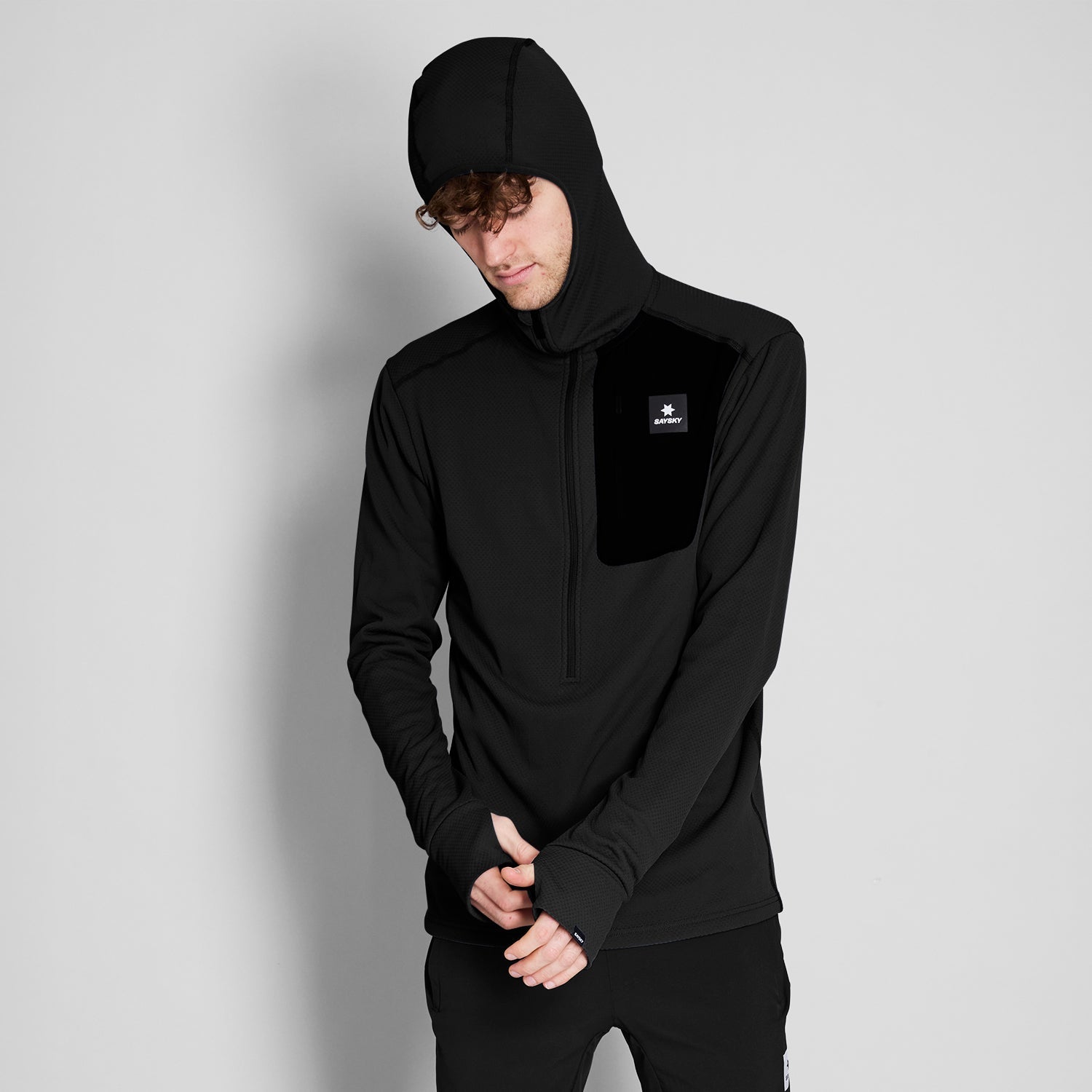 フリースフーディー NMRHO30c901 Combat Half Zip Fleece Hoodie - Black [メンズ]