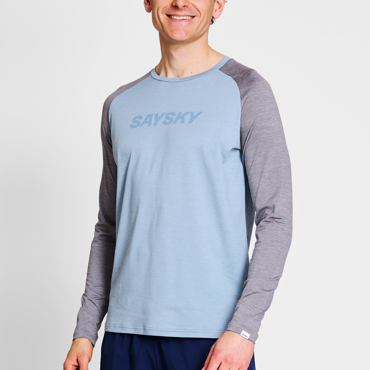 ランニングTシャツ（ロングスリーブ） NMRLS21c2010 Logo Pace Long Sleeve - Blue Melange [メンズ]