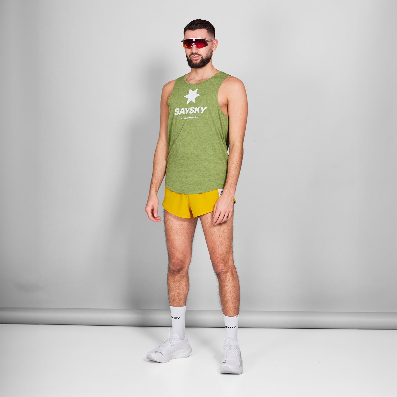 レースシングレット NMRSI30c3009 Logo Combat Singlet - Green Melange [メンズ]