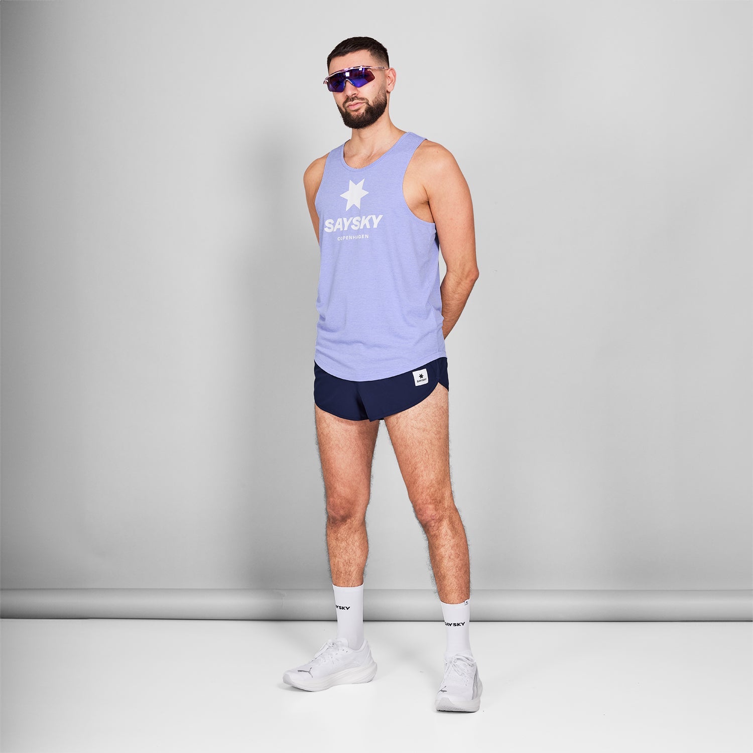 レースシングレット NMRSI30c7008 Logo Combat Singlet - Purple Melange [メンズ]