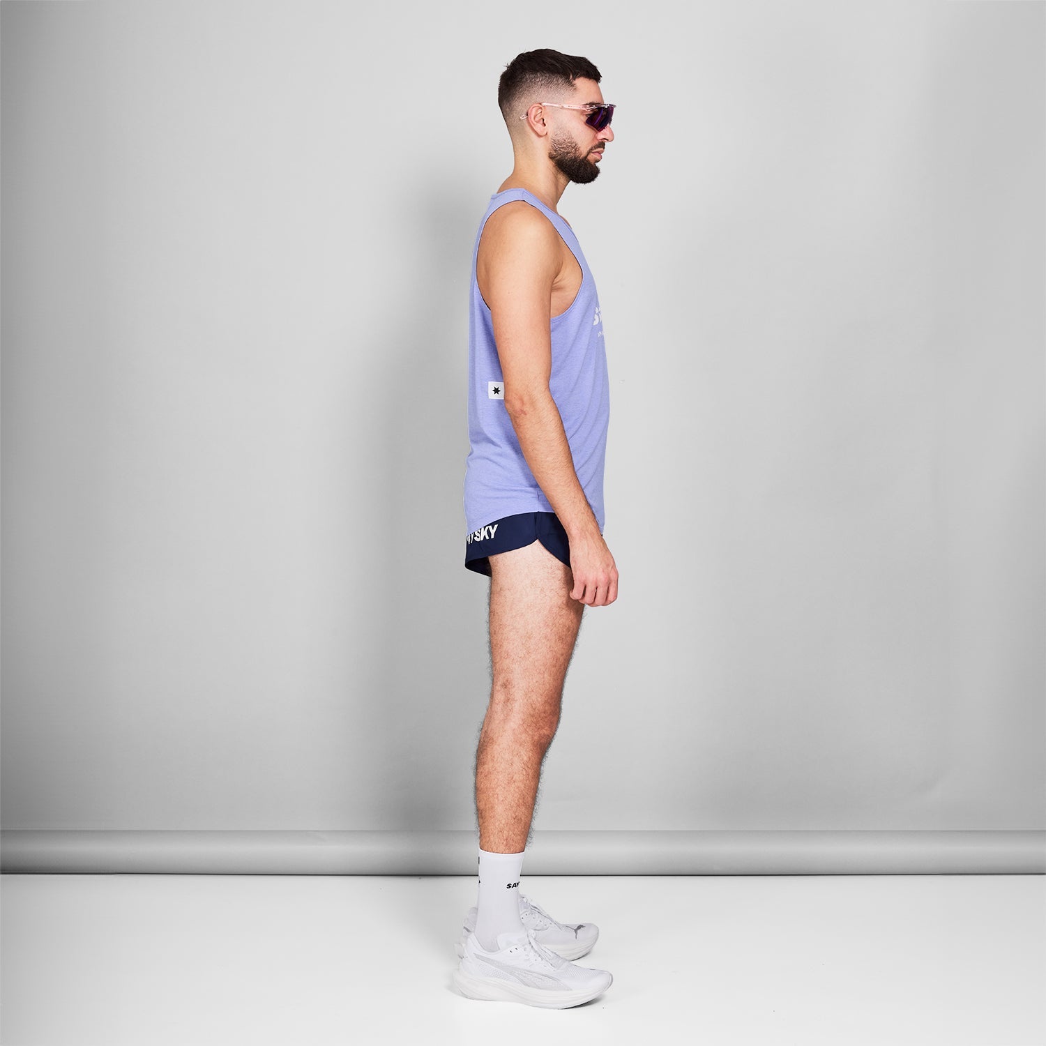 レースシングレット NMRSI30c7008 Logo Combat Singlet - Purple Melange [メンズ]