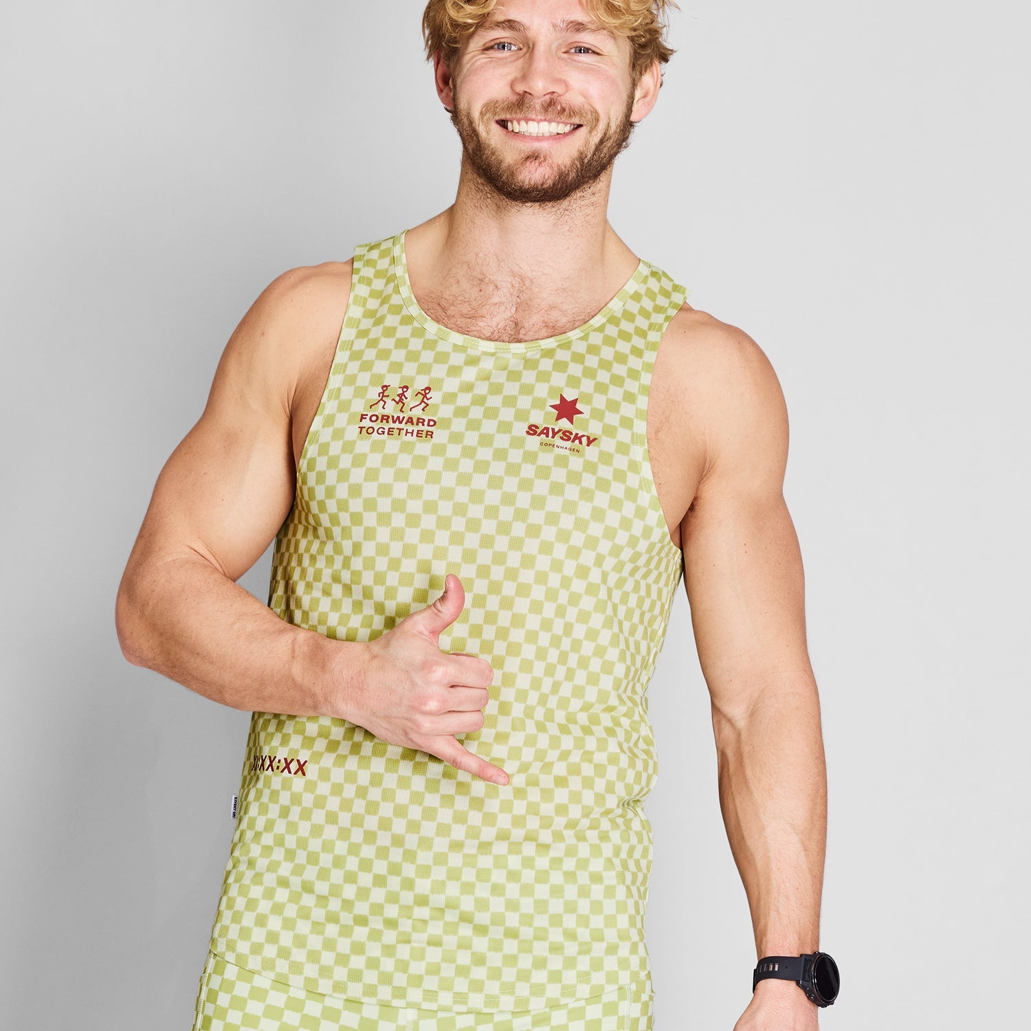 レースシングレット NMRSI31c1034 Checker Combat Singlet - Green Aop [メンズ]