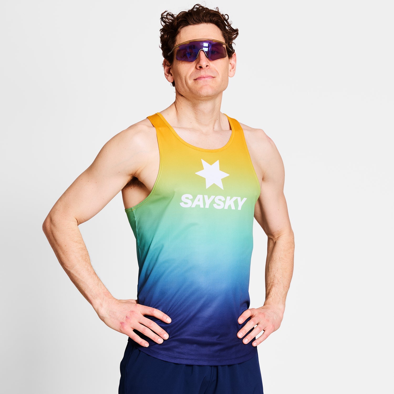 レースシングレット NMRSI60c1032 Drip Dye Flow Singlet - Blue Aop [メンズ]
