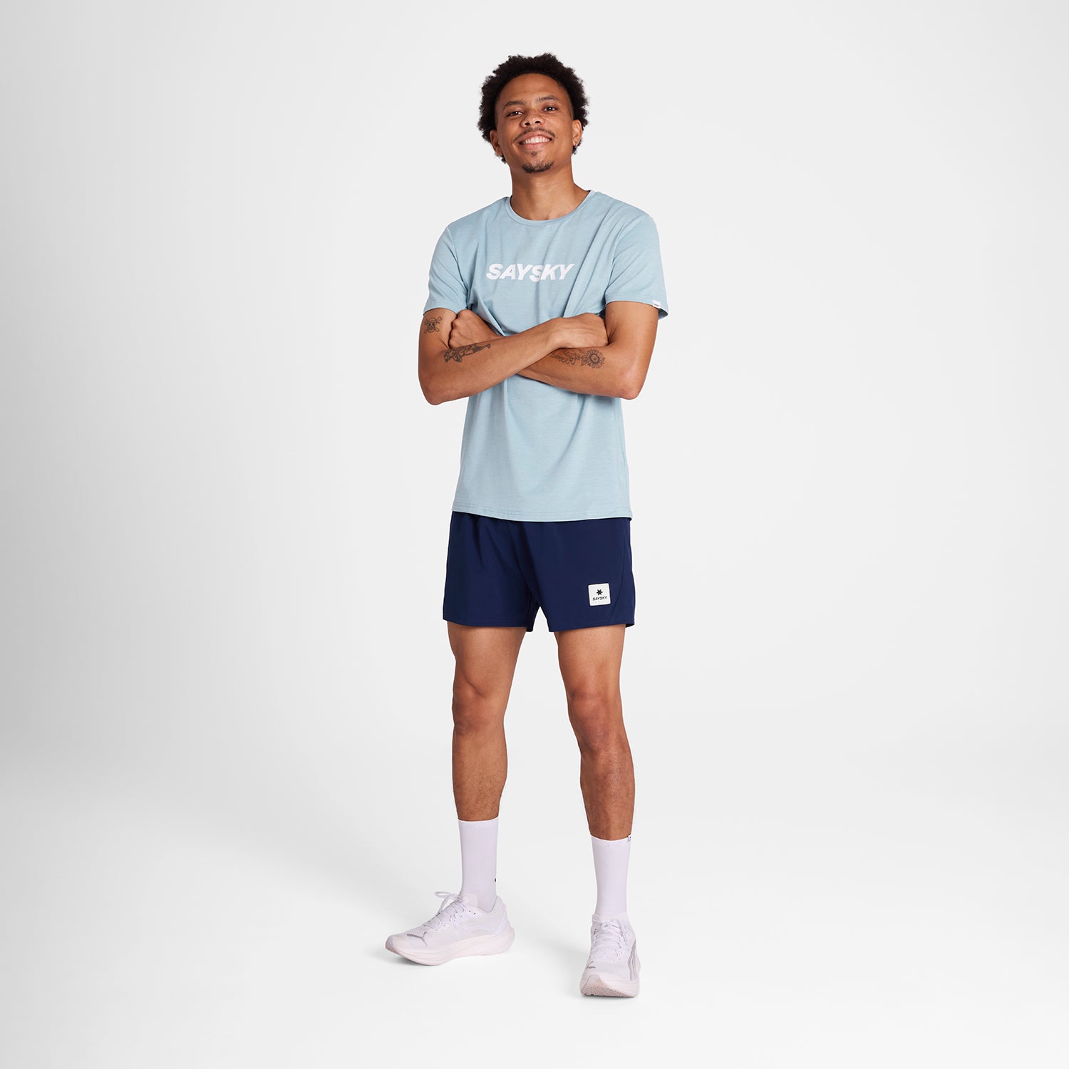 ランニングTシャツ NMRSS20c2010 Logo Pace T-shirt - Blue Melange [メンズ]