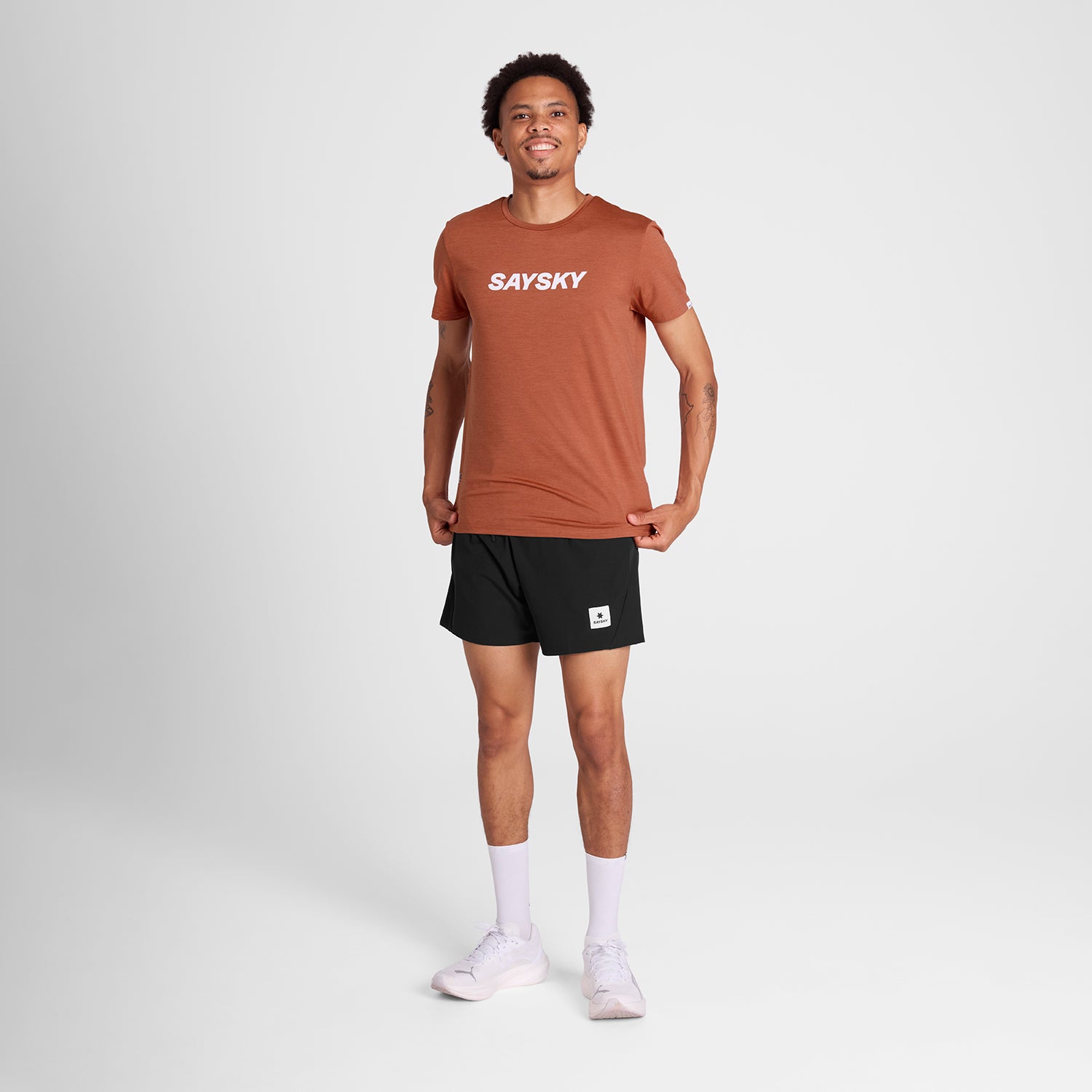 ランニングTシャツ NMRSS20c5006 Logo Pace T-shirt - Red Melange [メンズ]
