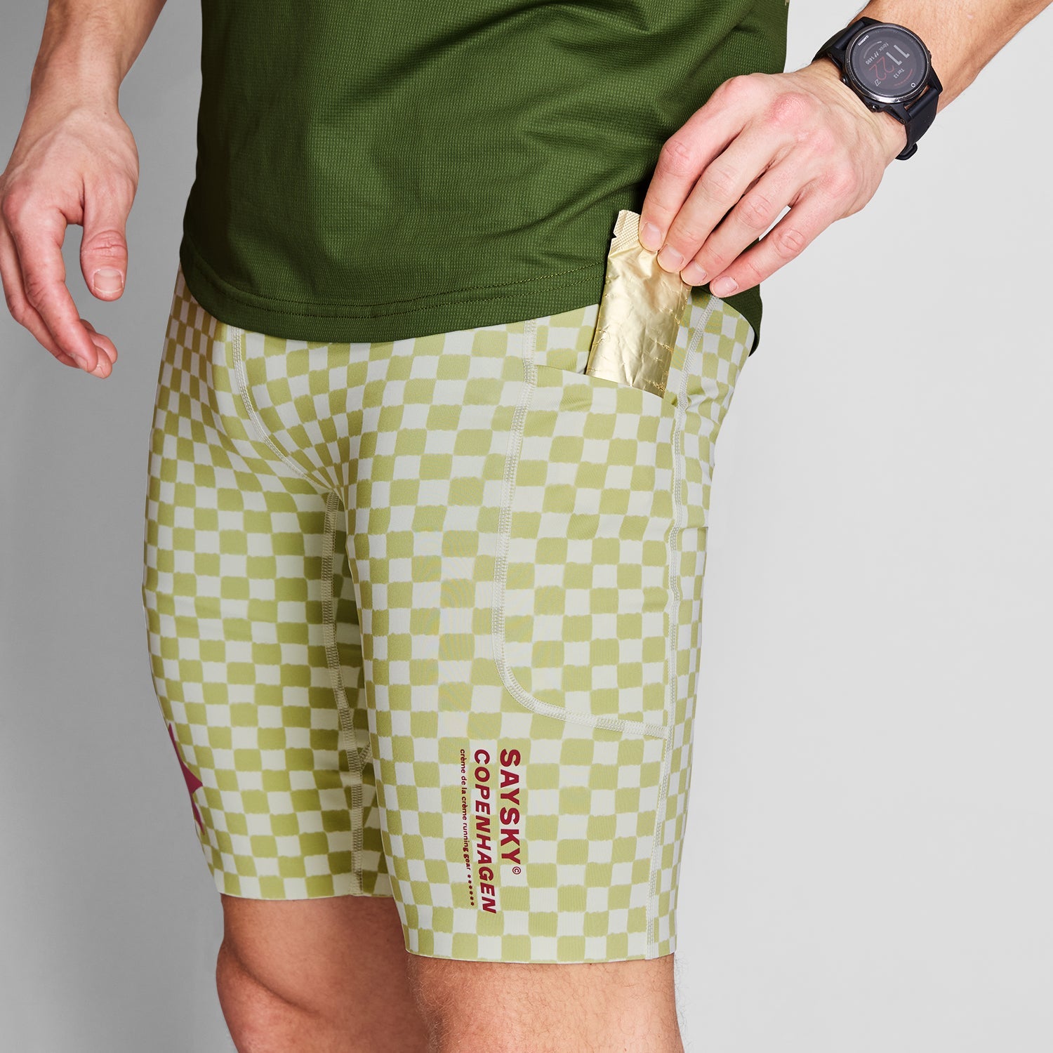 ショートタイツ NMRST31c1034 Checker Combat+ Short Tights 9inch - Green Aop [メンズ]