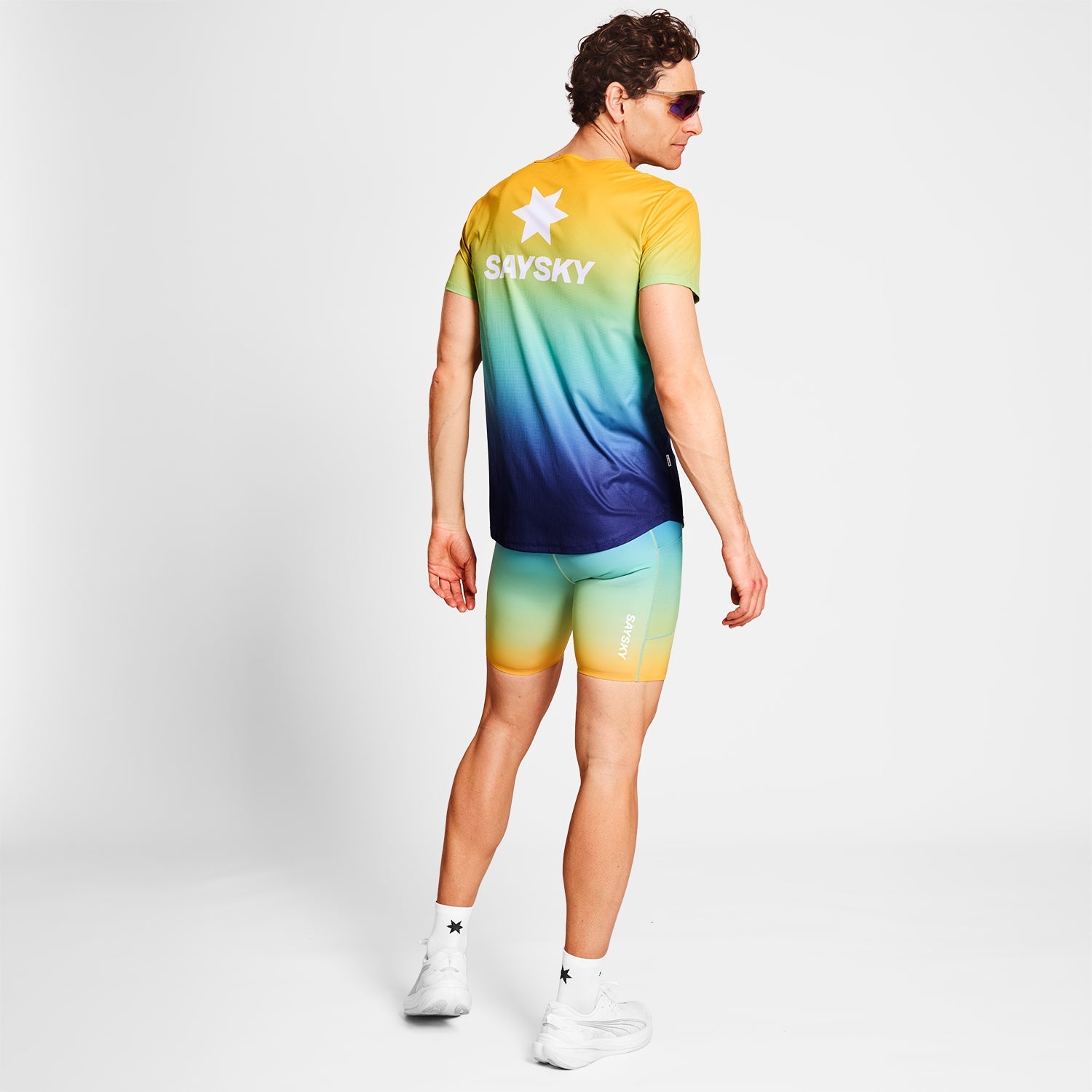 ショートタイツ NMRST33c1032 Drip Dye Combat+ Short Tights 7inch - Blue Aop [メンズ]