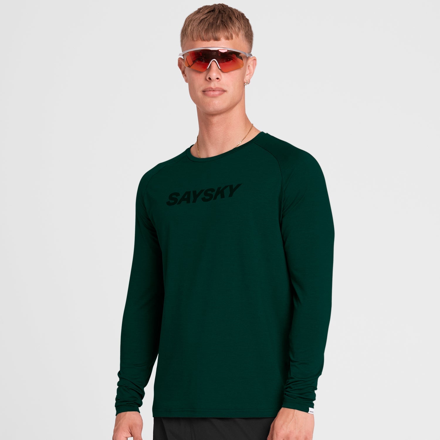 ランニングTシャツ（ロングスリーブ） OMRLS21c3010 Logo Pace Long Sleeve - Green [メンズ]
