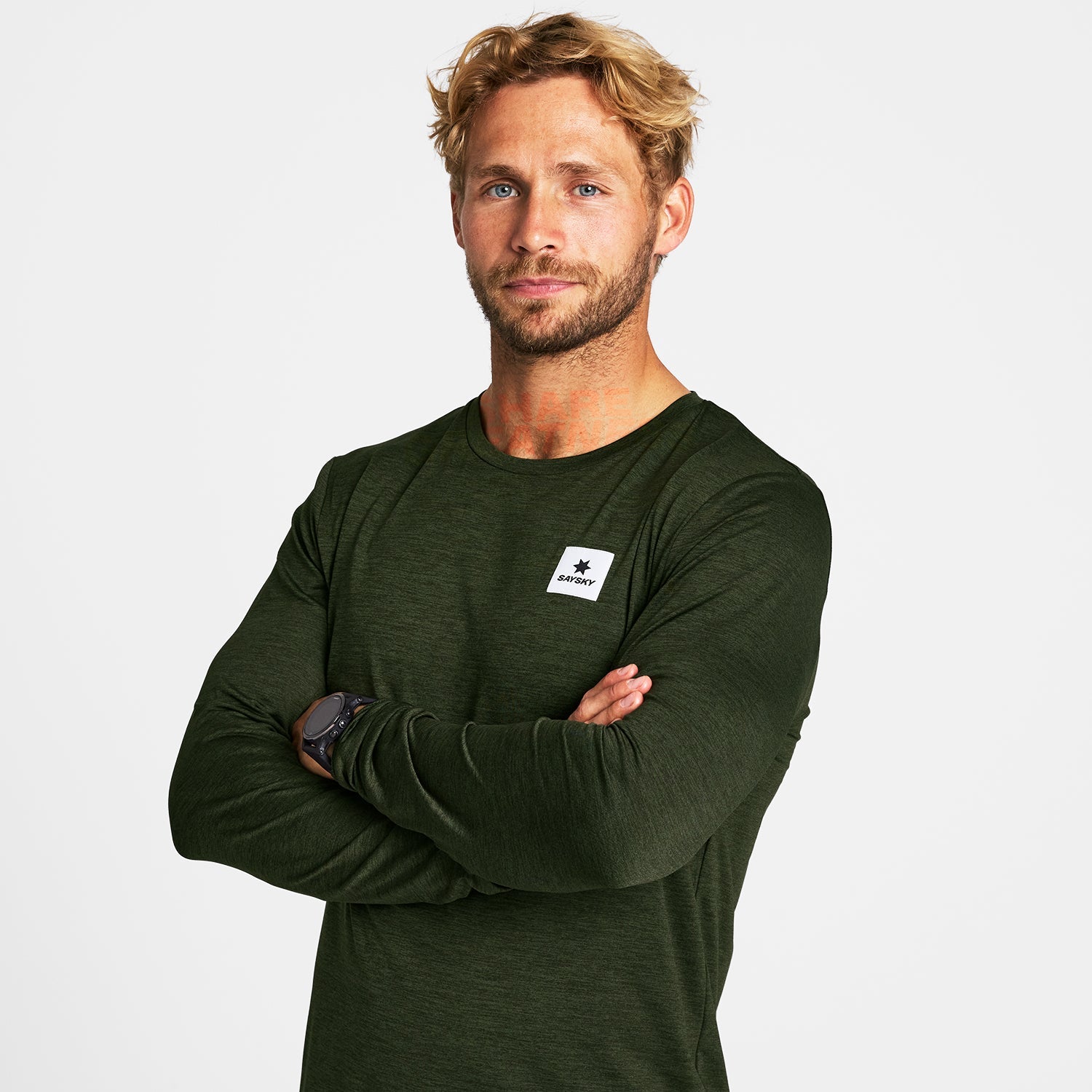 ランニングTシャツ（ロングスリーブ） OMRLS22c3001 Statement Pace Long Sleeve - Green [メンズ]