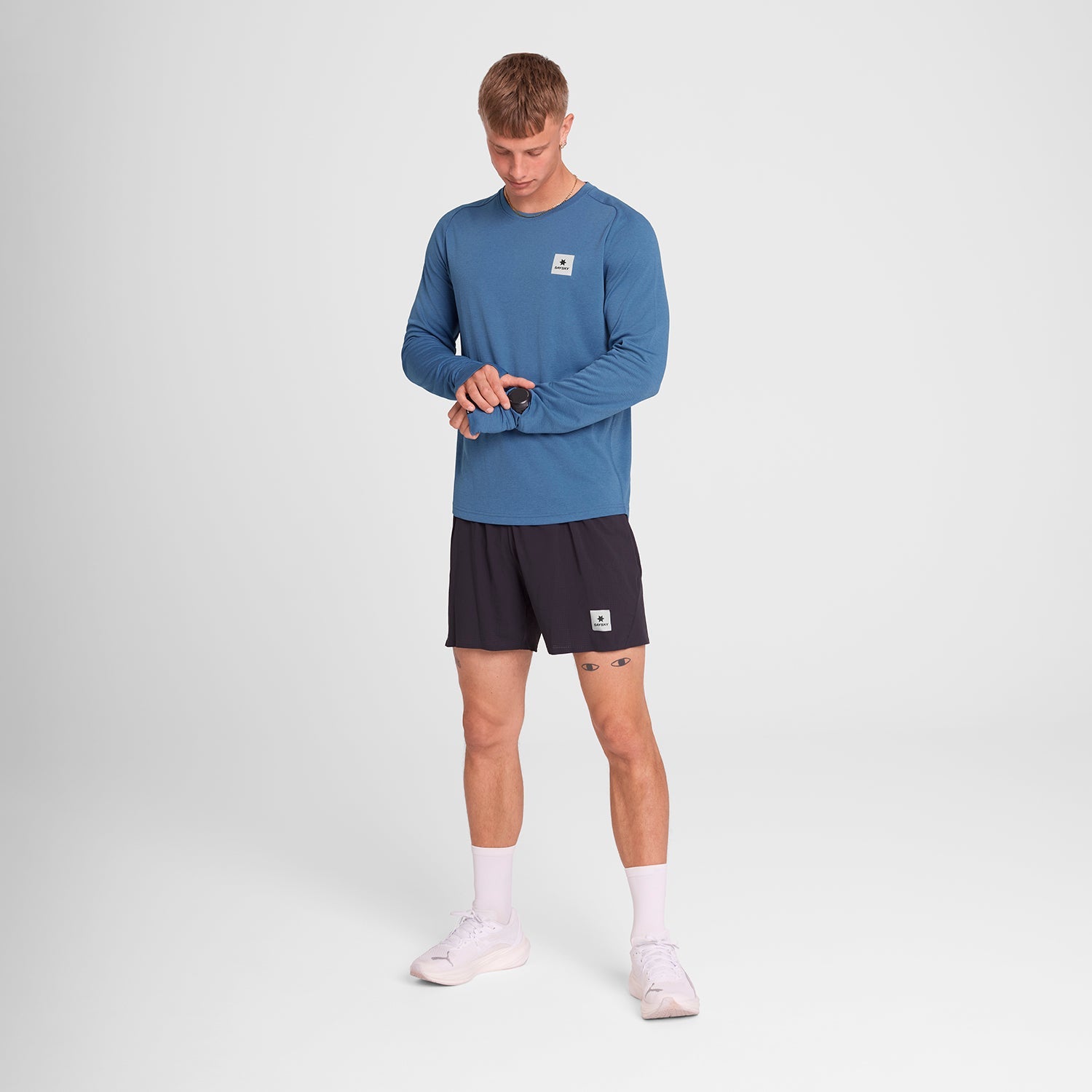 ランニングTシャツ（ロングスリーブ） OMRLS60c2011 Clean Flow Long Sleeve - Blue [メンズ]