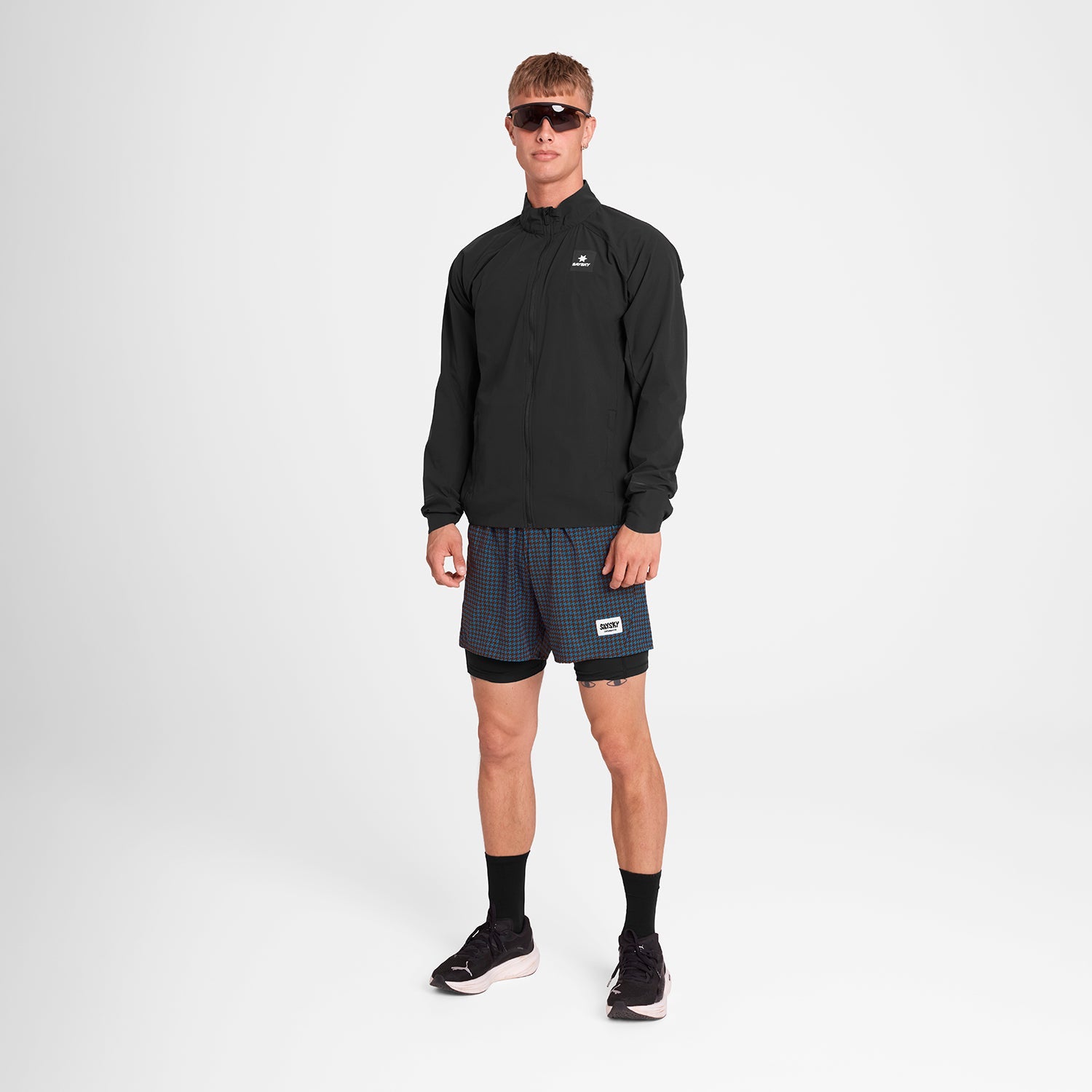 ランニングショーツ OMRSH20c1047 Houndstooth Pace 2-in-1 Shorts 5inch - Blue Aop [メンズ]