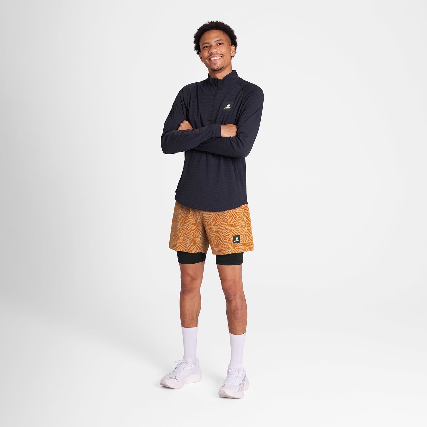 ランニングショーツ OMRSH20c1051 Reflective Pace 2-in-1 Shorts 5inch - Orange Aop [メンズ]