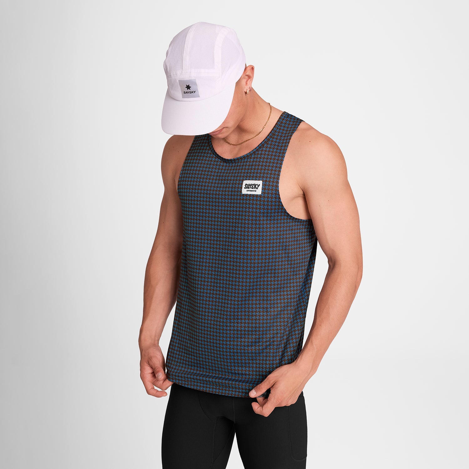 レースシングレット OMRSI31c1047 Houndstooth Combat Singlet - Blue Aop [メンズ]