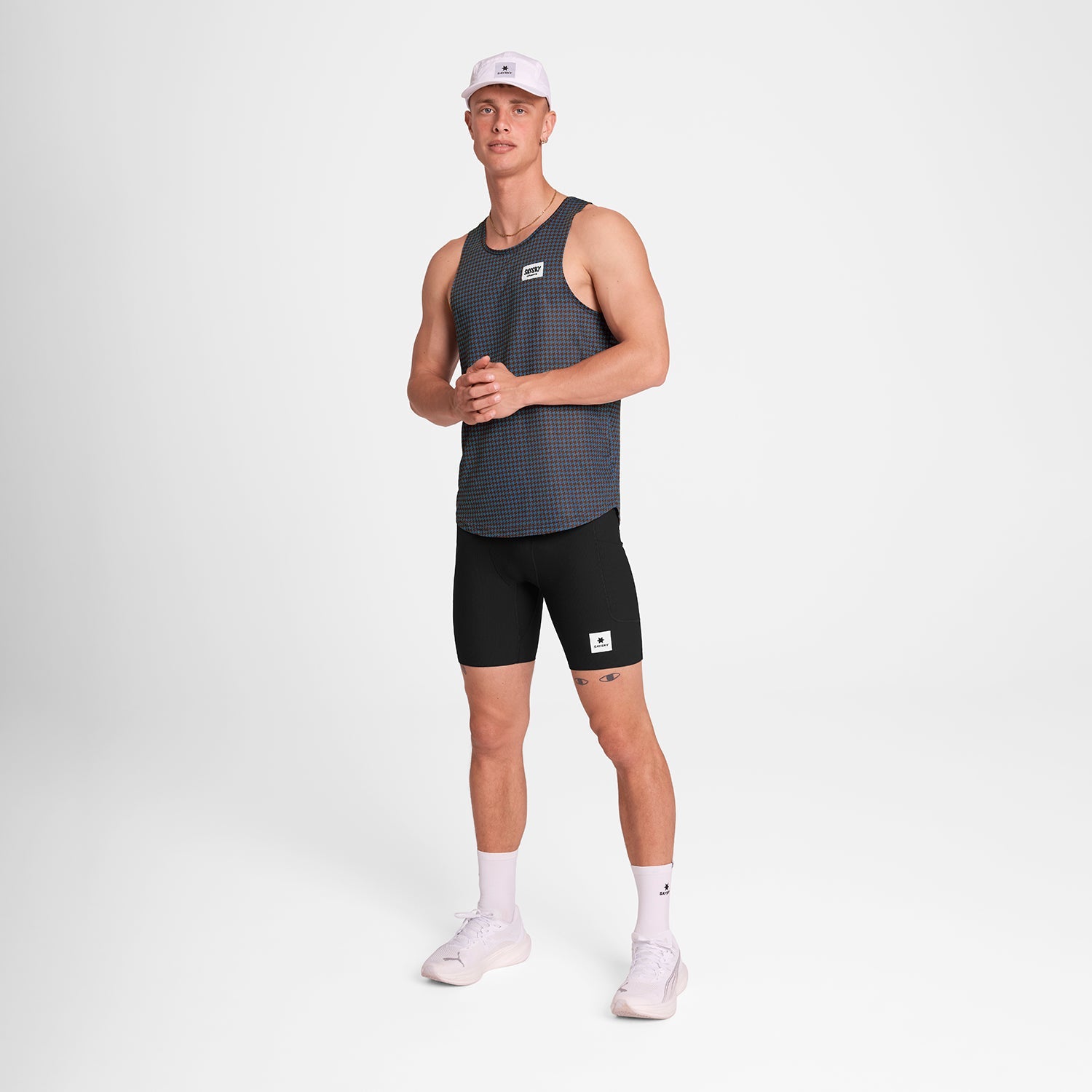 レースシングレット OMRSI31c1047 Houndstooth Combat Singlet - Blue Aop [メンズ]
