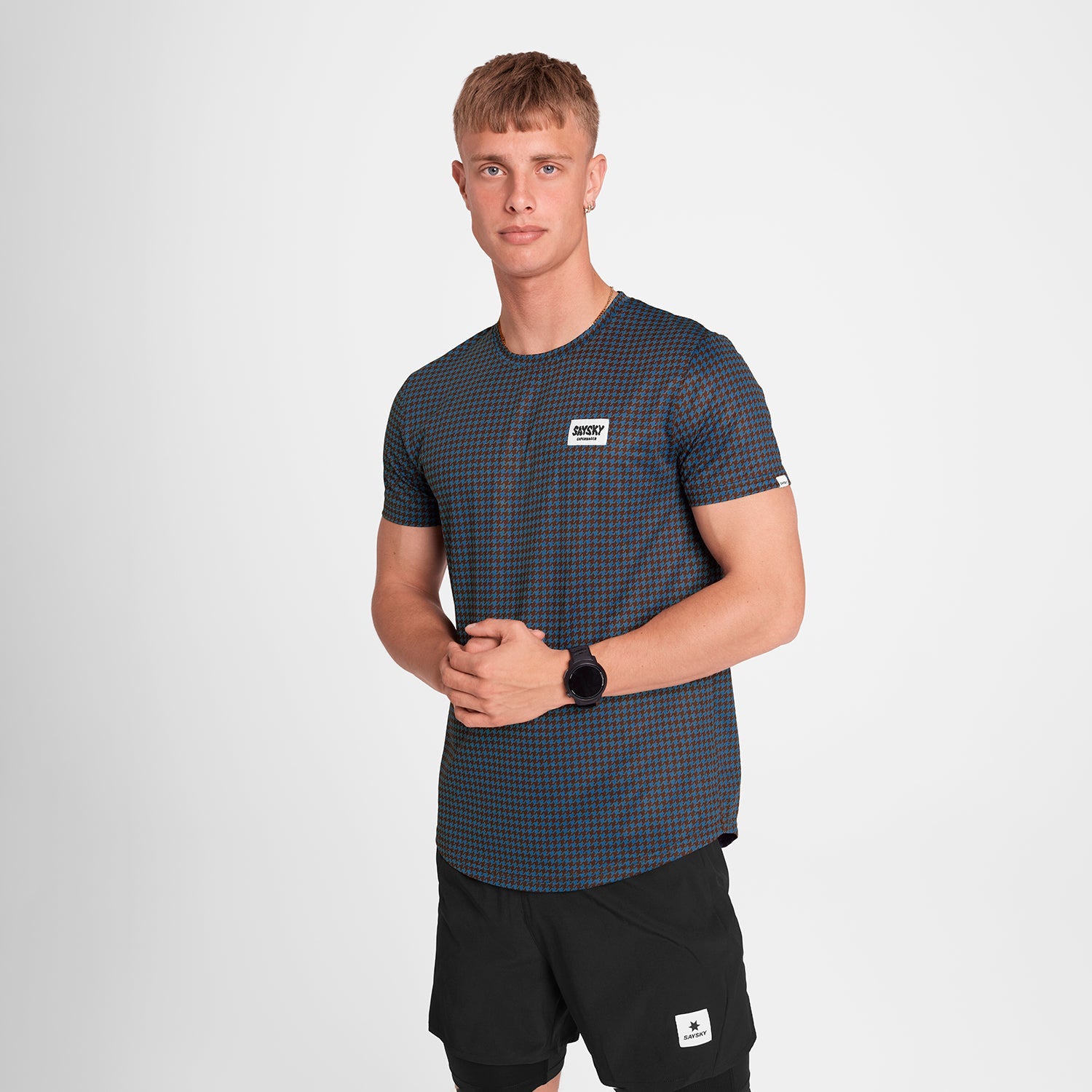 ランニングTシャツ OMRSS31c1047 Houndstooth Combat T-shirt - Blue Aop [メンズ]