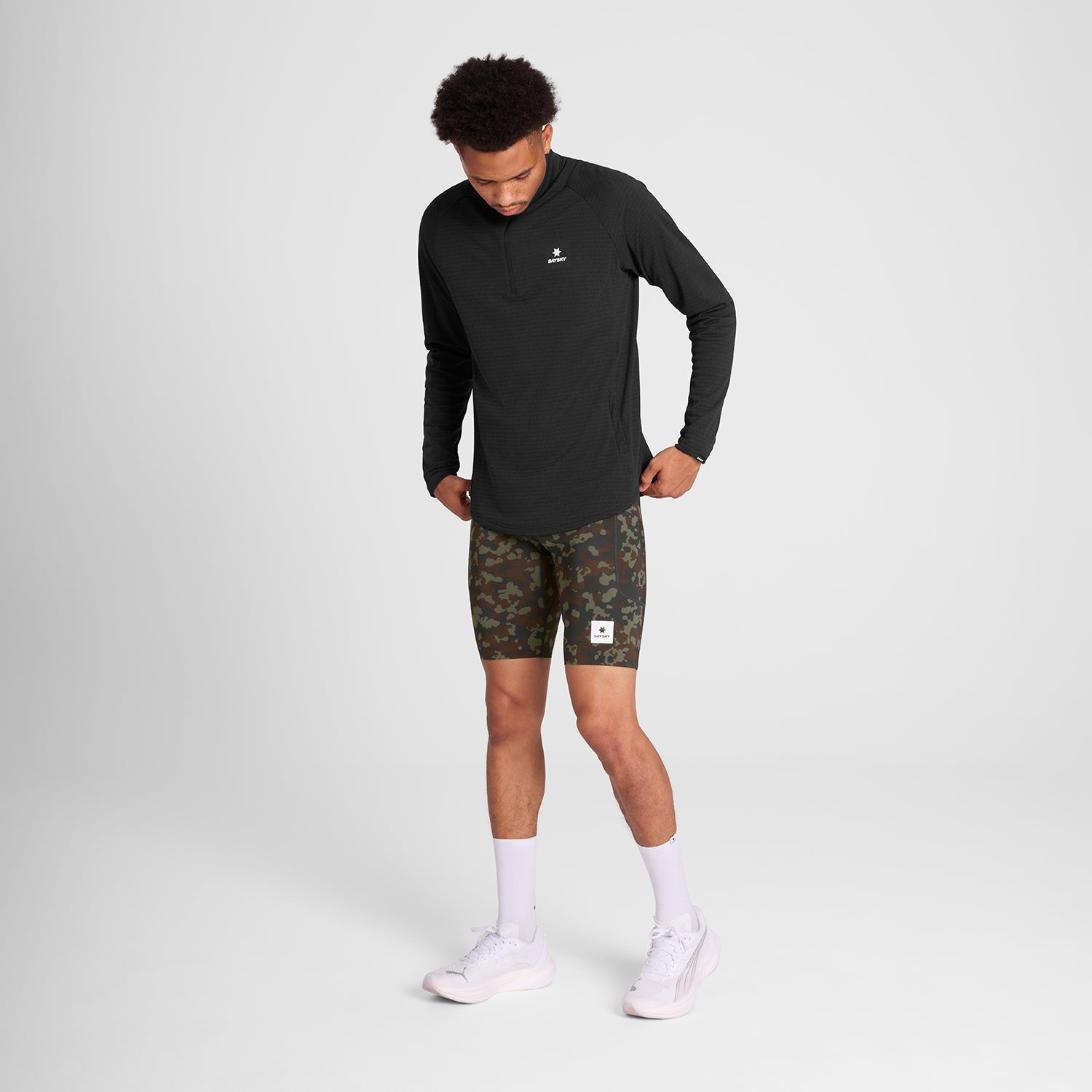 ランニングタイツ OMRST31c1048 Camo Combat+ Short Tights 9inch - Brown Aop [メンズ]