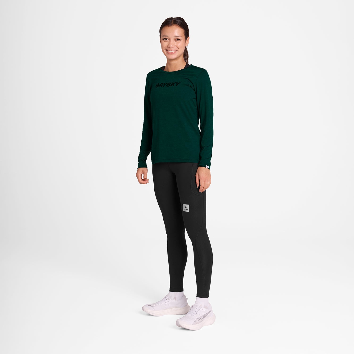 ランニングTシャツ（ロングスリーブ） OWRLS20c3010 W Logo Pace Long Sleeve - Green [レディーズ]