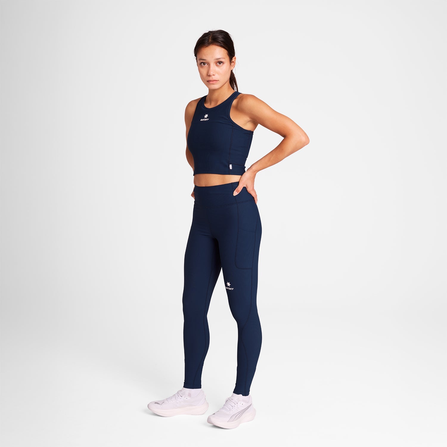 ランニングタイツ OWRLT21c201 W Combat+ Rib Long Tights - Blue [レディーズ]
