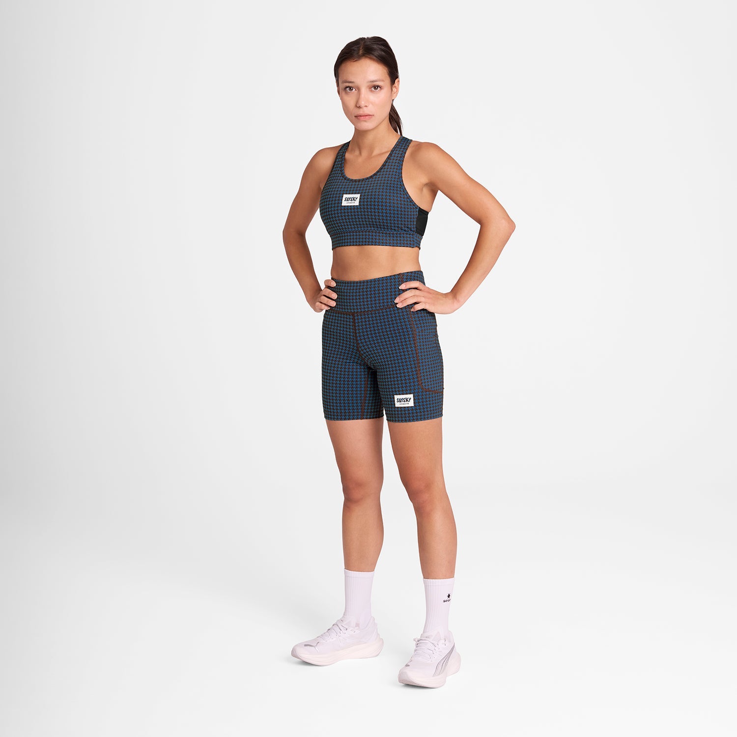 スポーツブラ OWRSB30c1047 W Houndstooth Combat Sports Bra - Blue Aop [レディーズ]