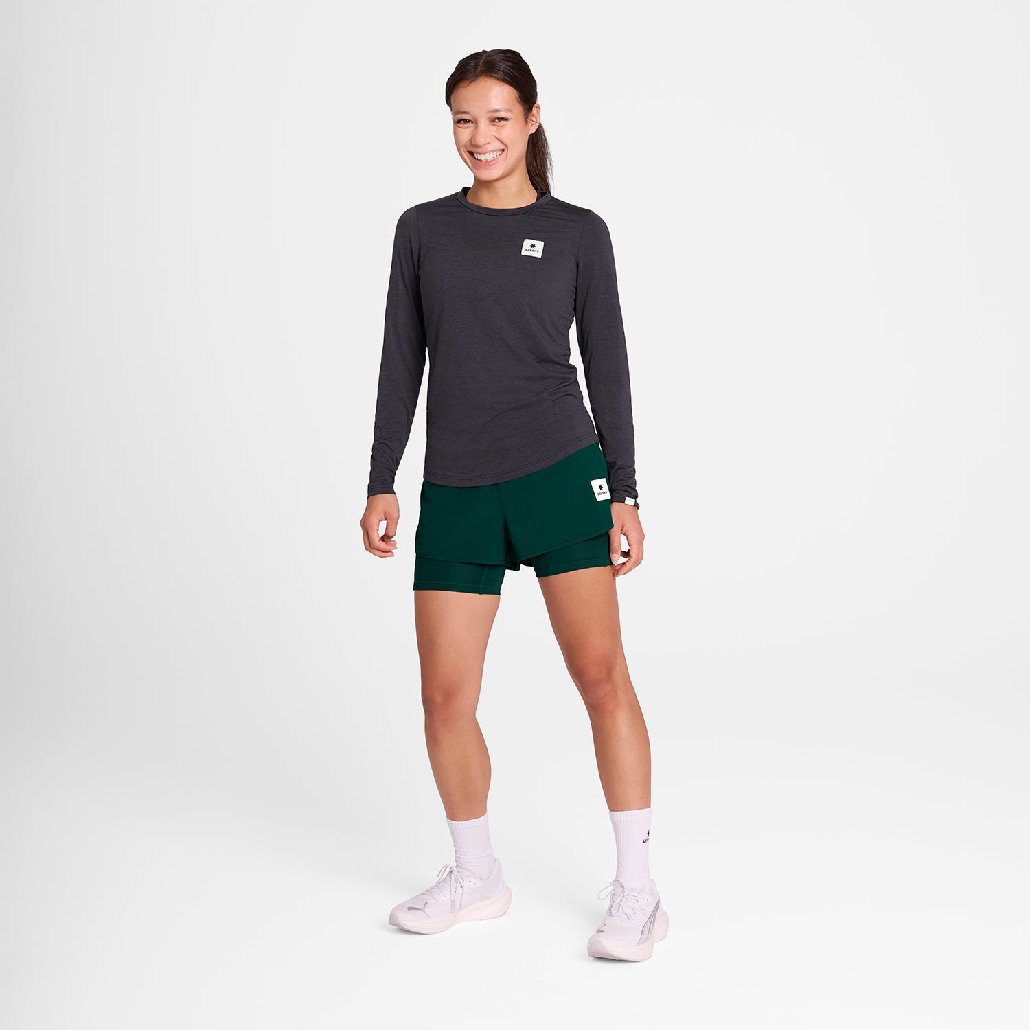 ランニングショーツ OWRSH23c317 W Pace 2-in-1 Shorts 3inch - Green [レディーズ]