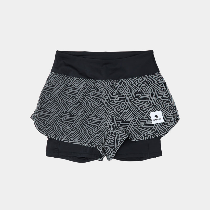 ランニングショーツ OWRSH23c1050 W Reflective Pace 2-in-1 Shorts 3inch - Black Aop [レディーズ]
