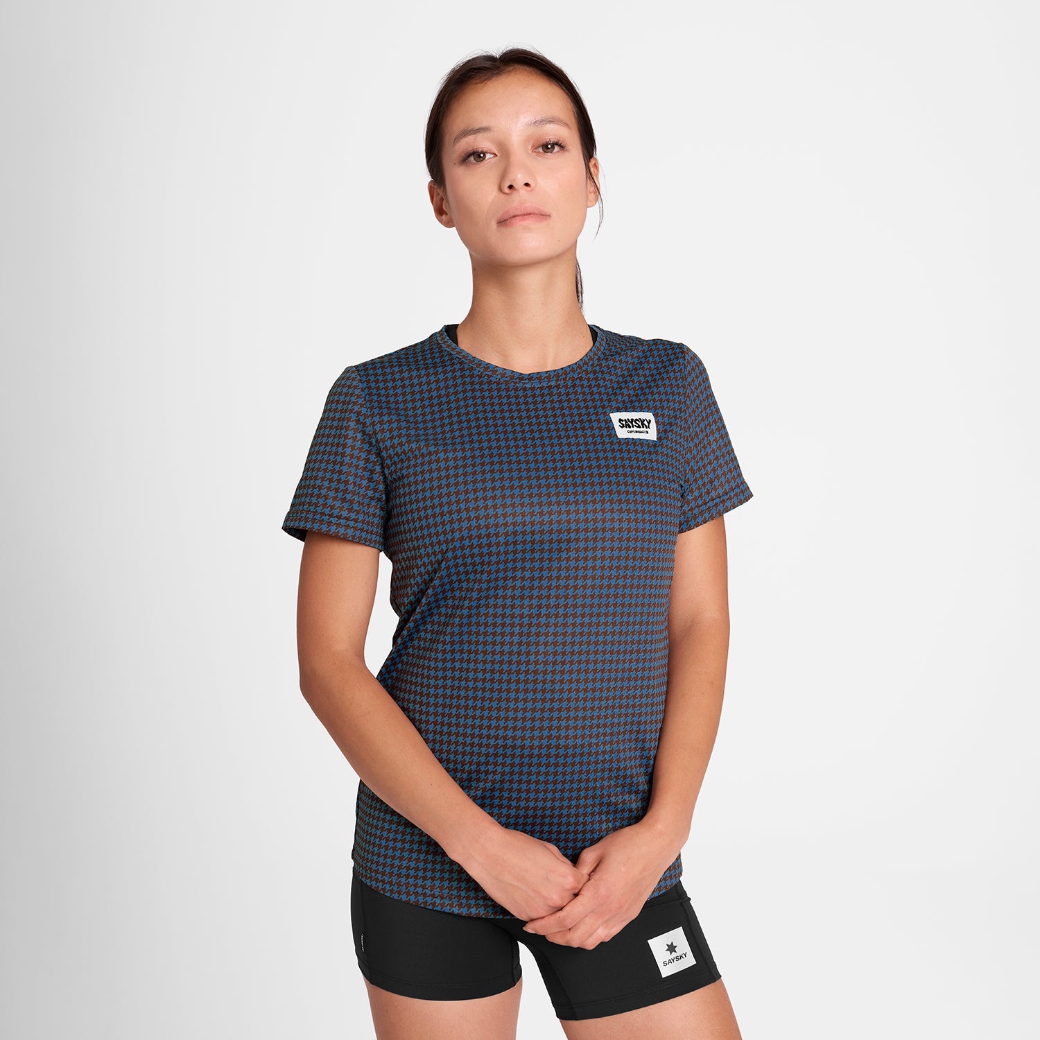 ランニングTシャツ OWRSS31c1047 W Houndstooth Combat T-shirt - Blue Aop [レディーズ]
