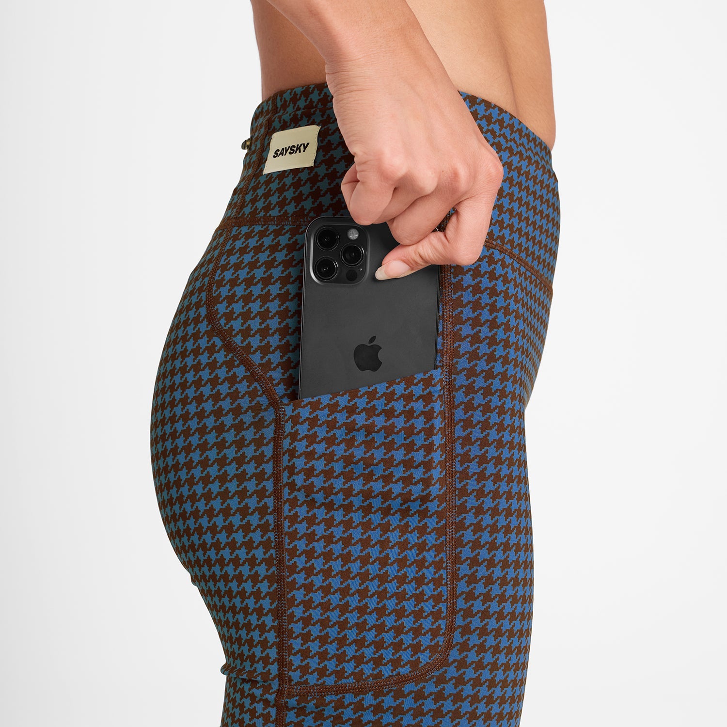 ランニングタイツ OWRST30c1047 W Houndstooth Combat+ Short Tights 7inch - Blue Aop [レディーズ]