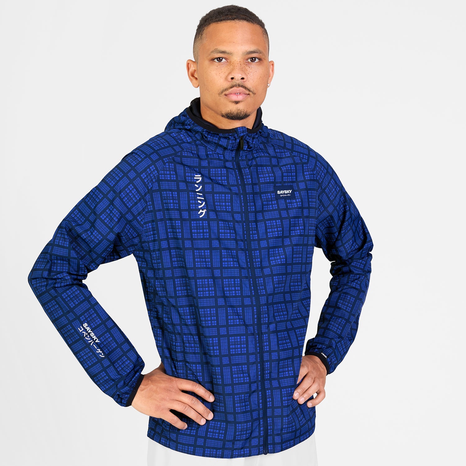 ランニングジャケット SM10019c1077 Checker Pace Jacket - Blue Checker [メンズ]