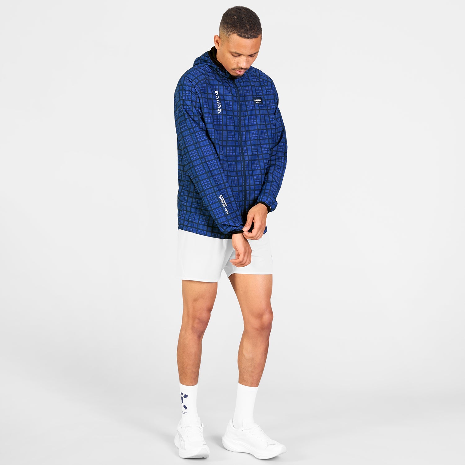 ランニングジャケット SM10019c1077 Checker Pace Jacket - Blue Checker [メンズ]