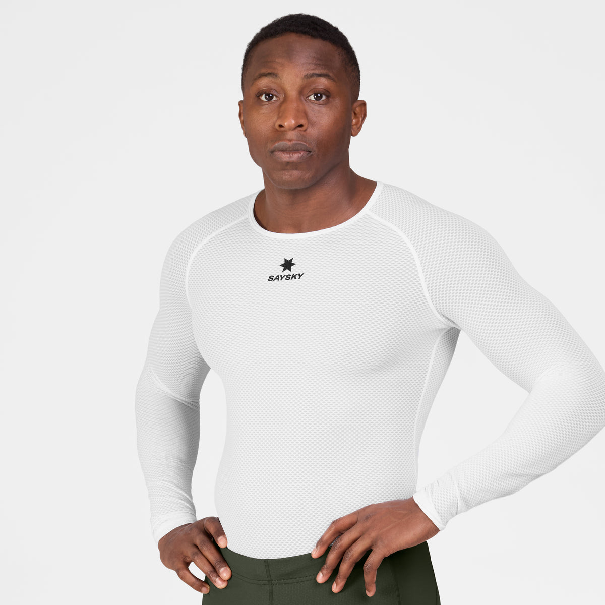 ベースレイヤー（ロングスリーブ） SM20005c101 Mesh Base Layer Longsleeve - White [メンズ]