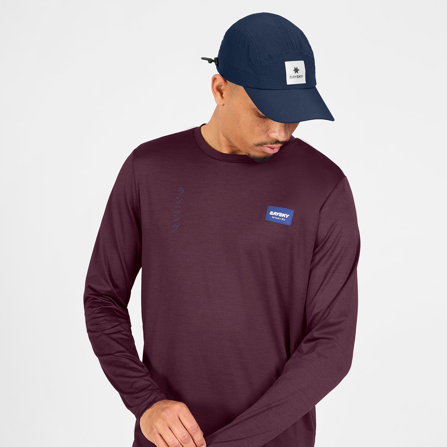 ランニングTシャツ（ロングスリーブ） SM20010c5011 Statement Pace Long Sleeve - Burgundy [メンズ]