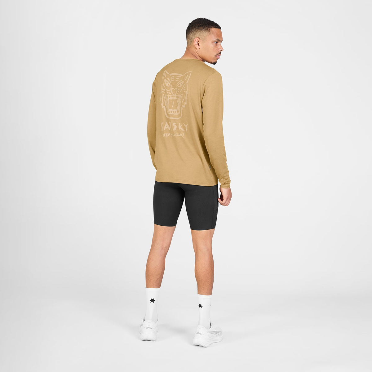 ランニングTシャツ（ロングスリーブ） SM20011c4010 Tiger Pace Long Sleeve - Beige [メンズ]