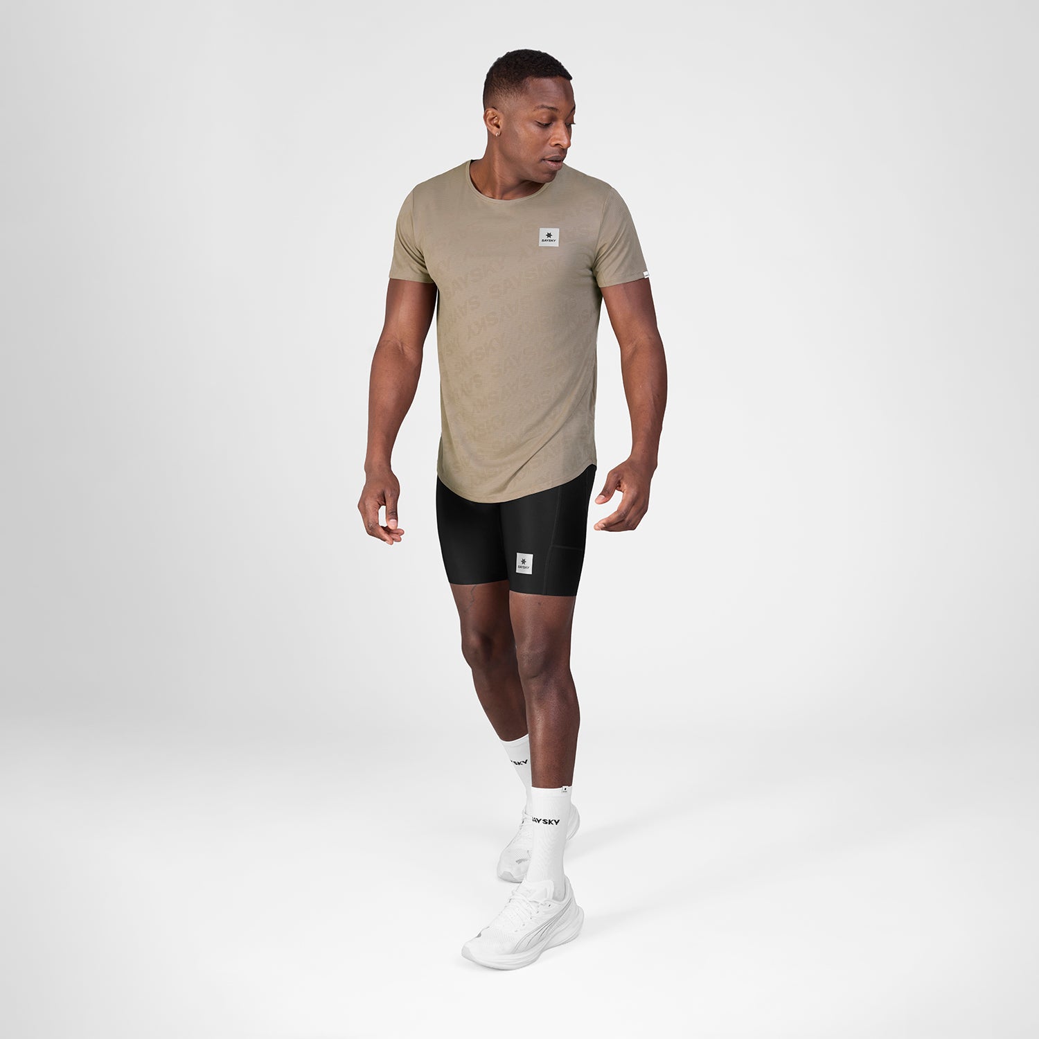 ランニングTシャツ SM25011c1070 Reactive Flow T-shirt - Darkbeigelogo [メンズ]