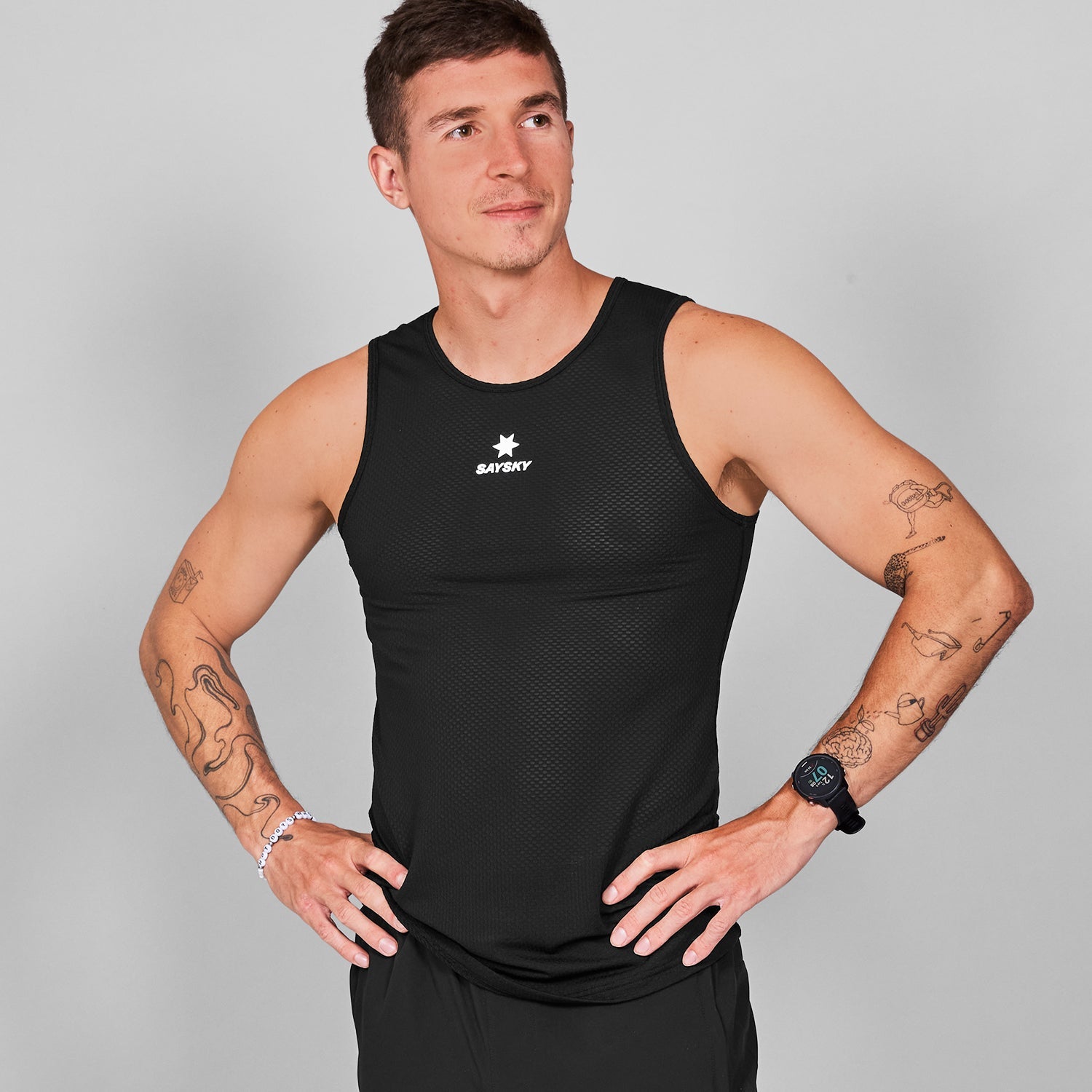 レースシングレット SM30004c901 Mesh Base Layer Singlet - Black [メンズ]