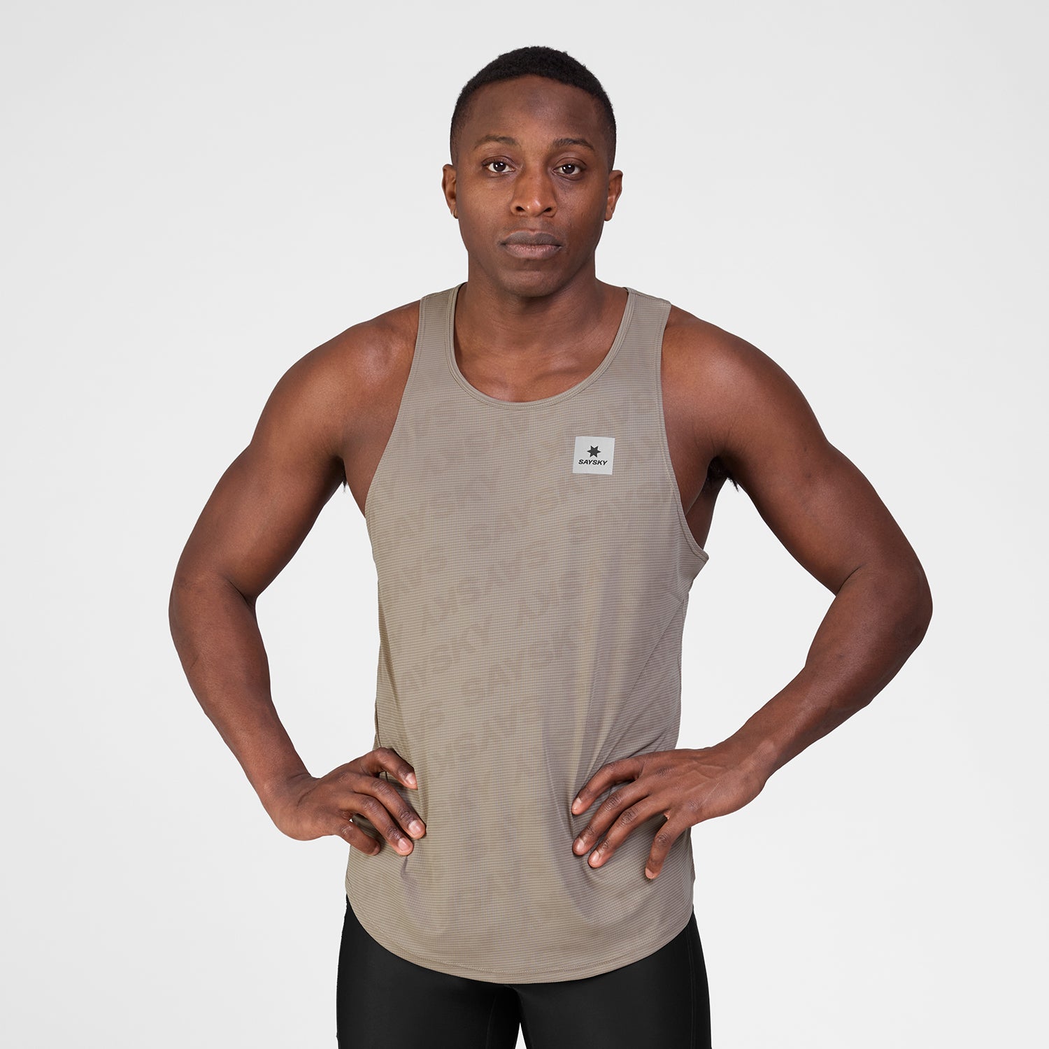 レースシングレット SM30009c1070 Reactive Flow Singlet - Darkbeigelogo [メンズ]