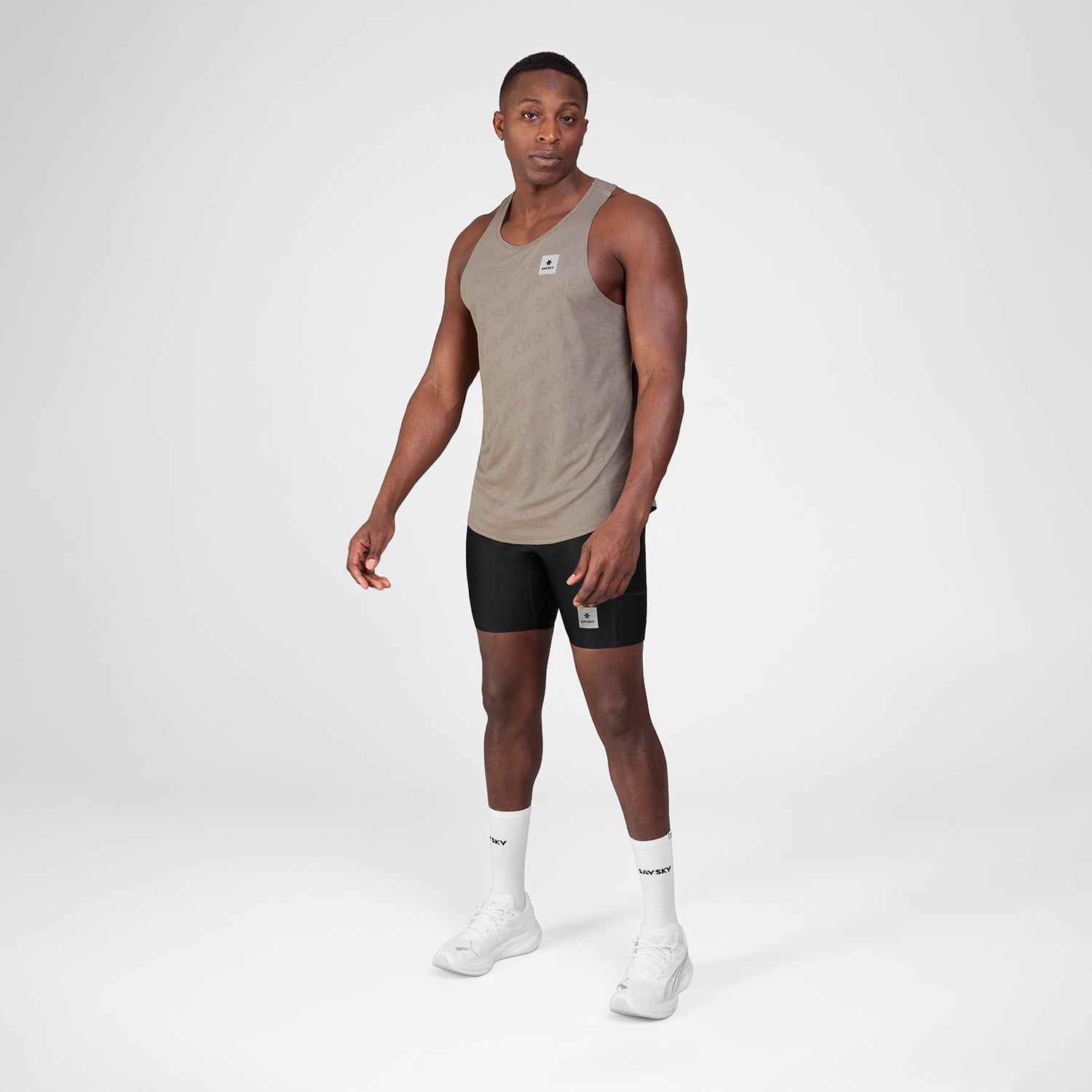 レースシングレット SM30009c1070 Reactive Flow Singlet - Darkbeigelogo [メンズ]