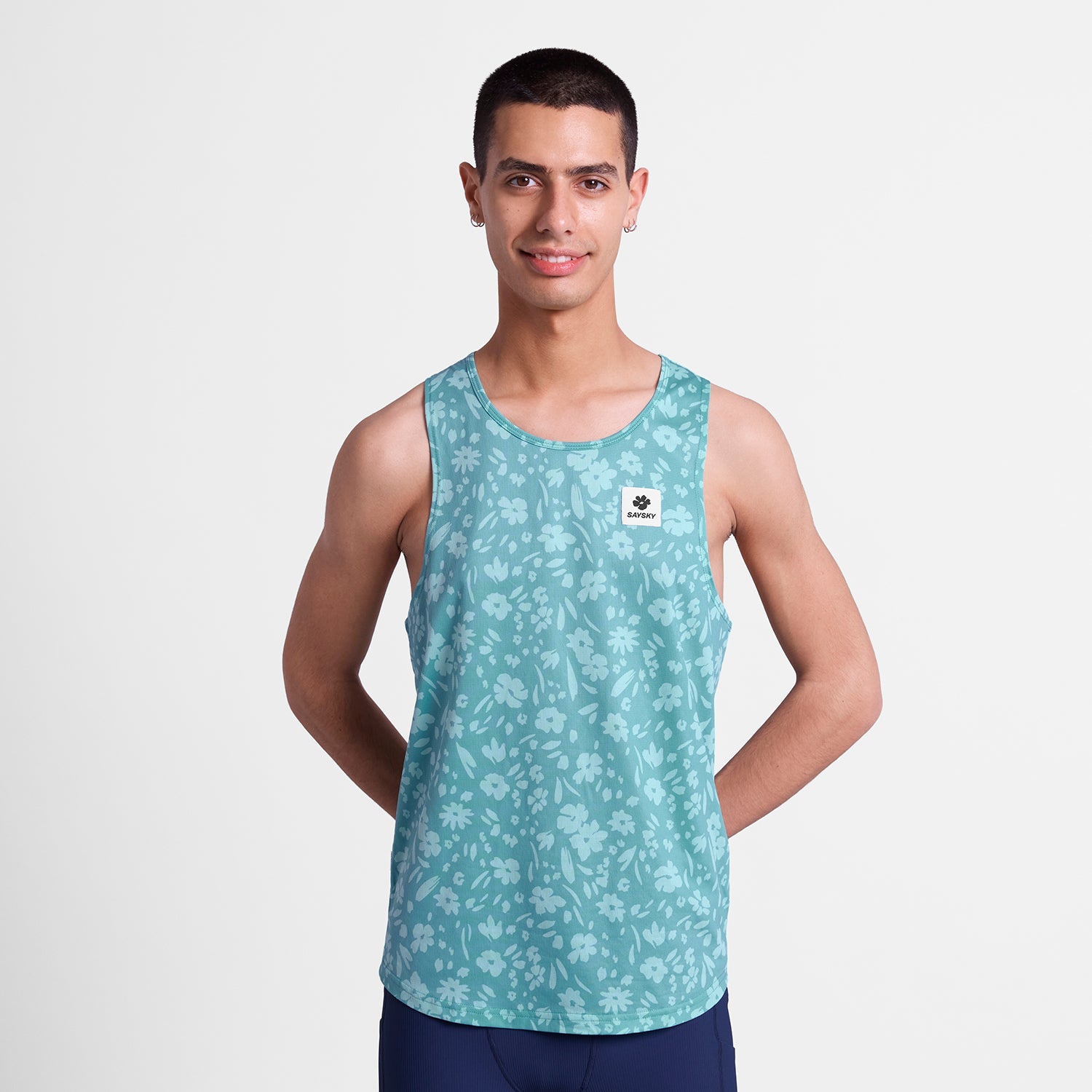 レースシングレット SM30011c1066 Flower Combat Singlet - Lightblueflower [メンズ]