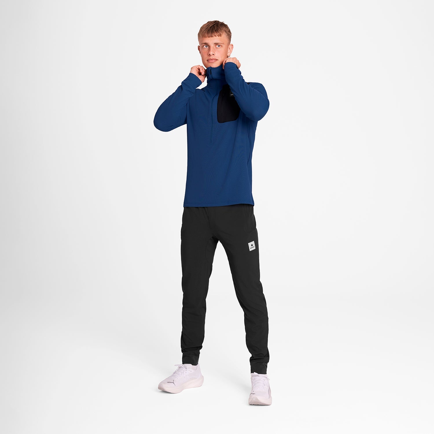 ランニングフリース SM35001c219 Combat Half Zip Fleece Hoodie - Blue [メンズ]