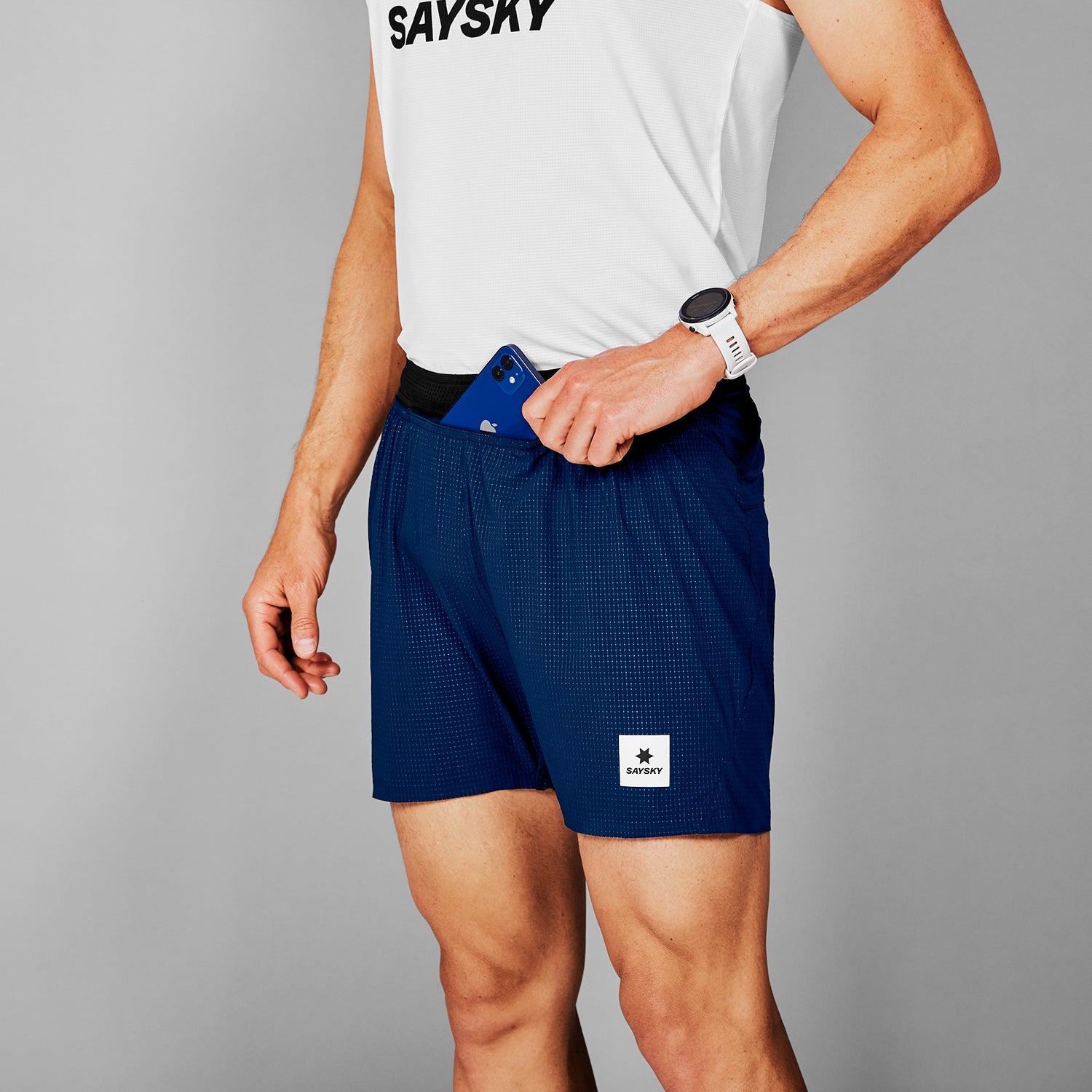 ランニングショーツ SM40009c201 Flow Shorts 5`` - Blue [メンズ]