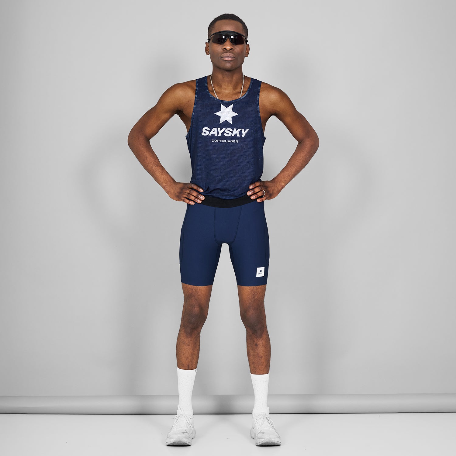 ランニングタイツ SM55002c201 Combat+ Rib Short Tights 8inch - Blue [メンズ]