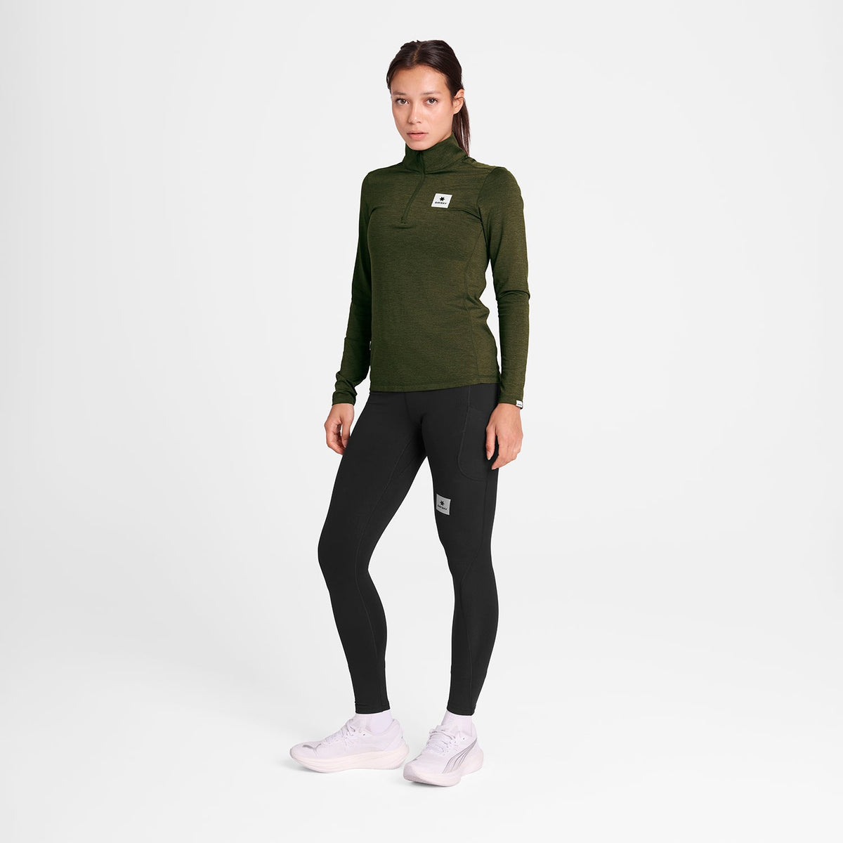 ランニングTシャツ（ロングスリーブ） SW20002c3001 W Pace 1/2 Zip Long Sleeve - Green [レディーズ]