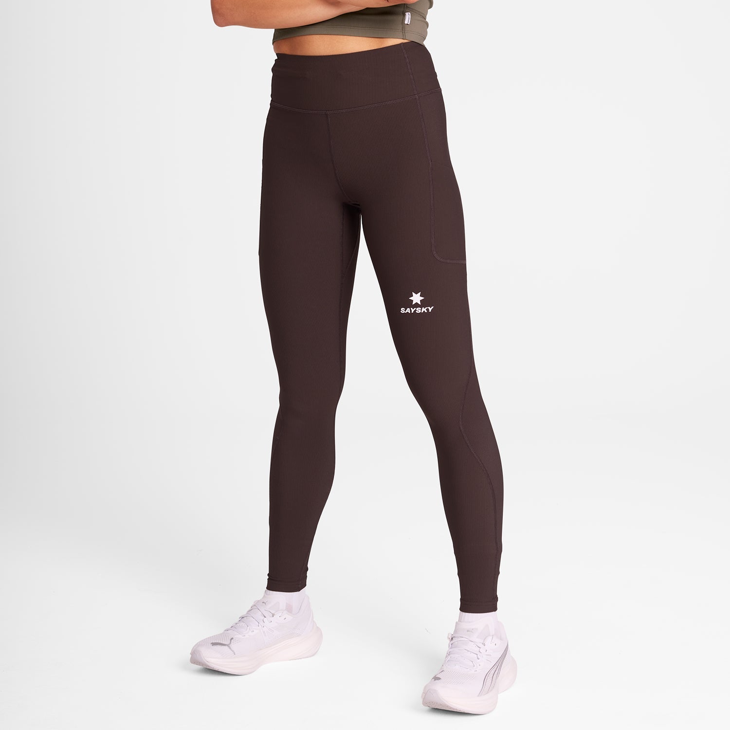 ランニングタイツ SW50006c712 W Combat+ Rib Long Tights - Brown [レディーズ]