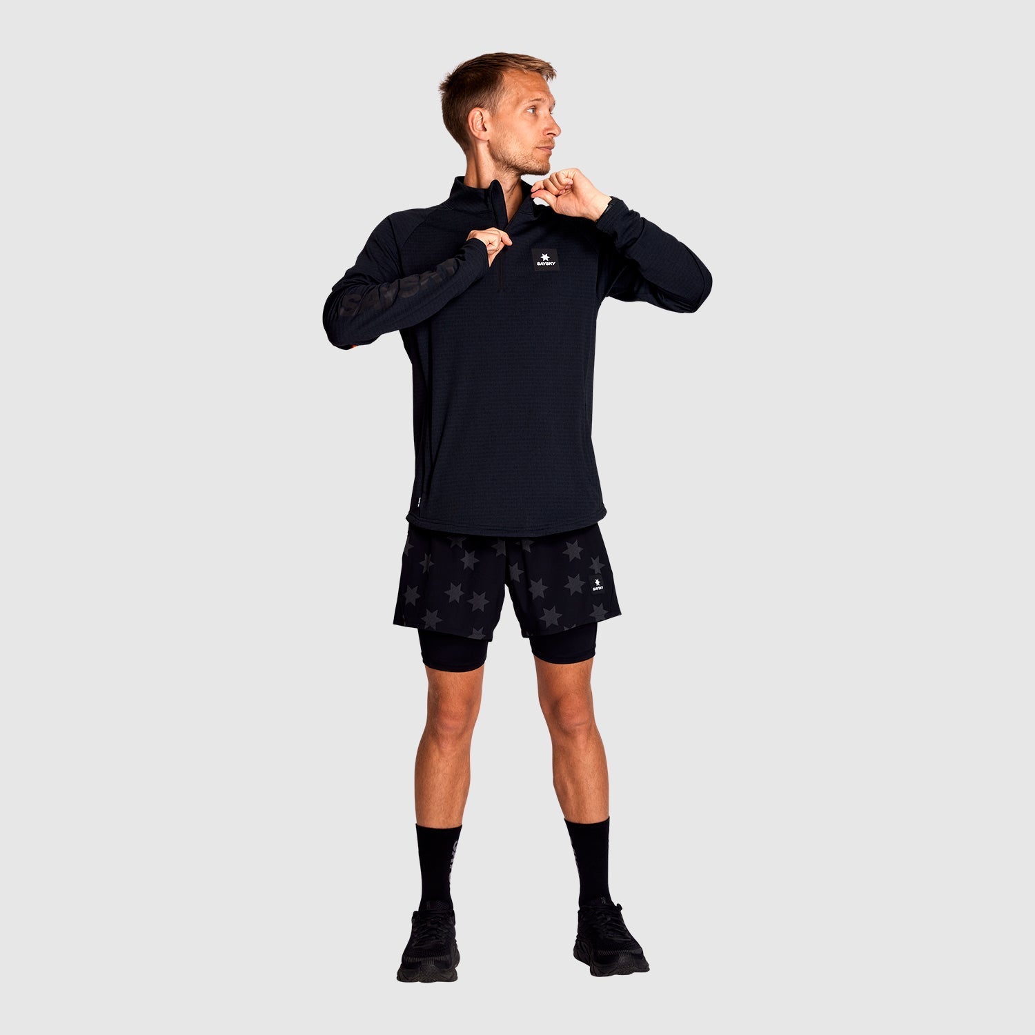 ランニングフリース KMRFL03c9001 Blaze Half zip Light-weight Fleece - Black [メンズ]