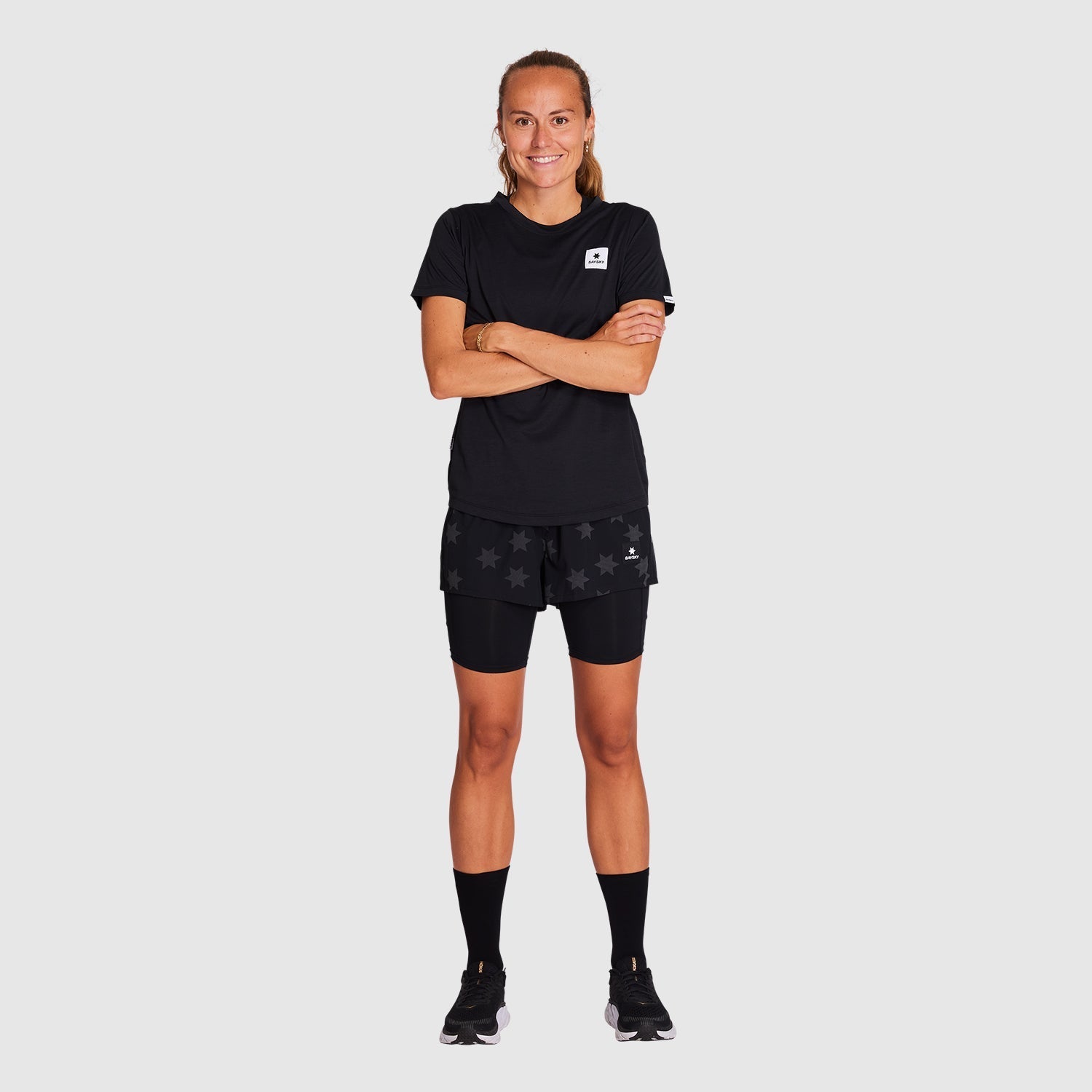 ランニングショーツ KWRSH03c1009 Wmns Star Reflective Pace 2-in-1 Shorts 3inch - Black [レディーズ]