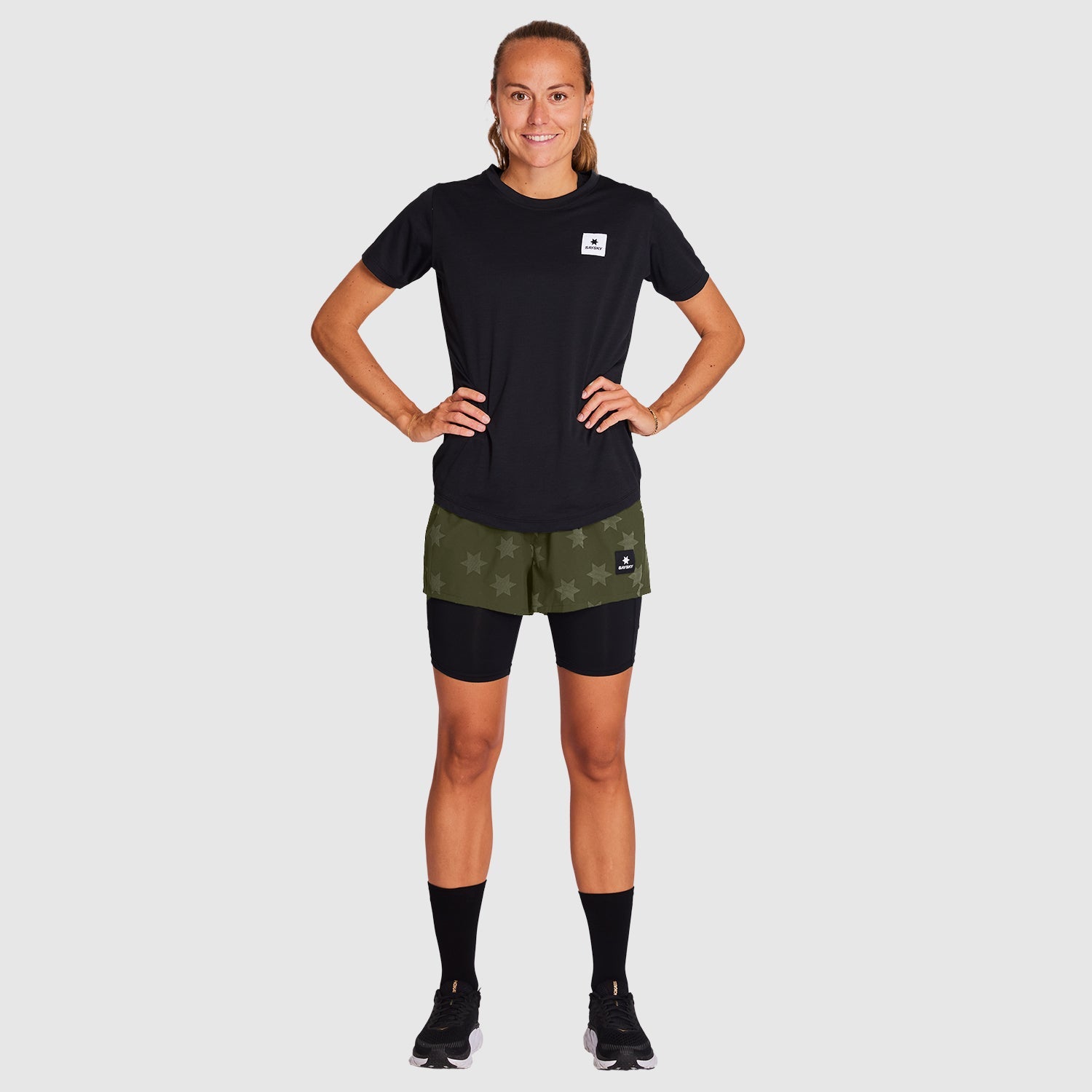 ランニングショーツ KWRSH03c1012 Wmns Star Reflective Pace 2-in-1 Shorts 3inch - Green [レディーズ]